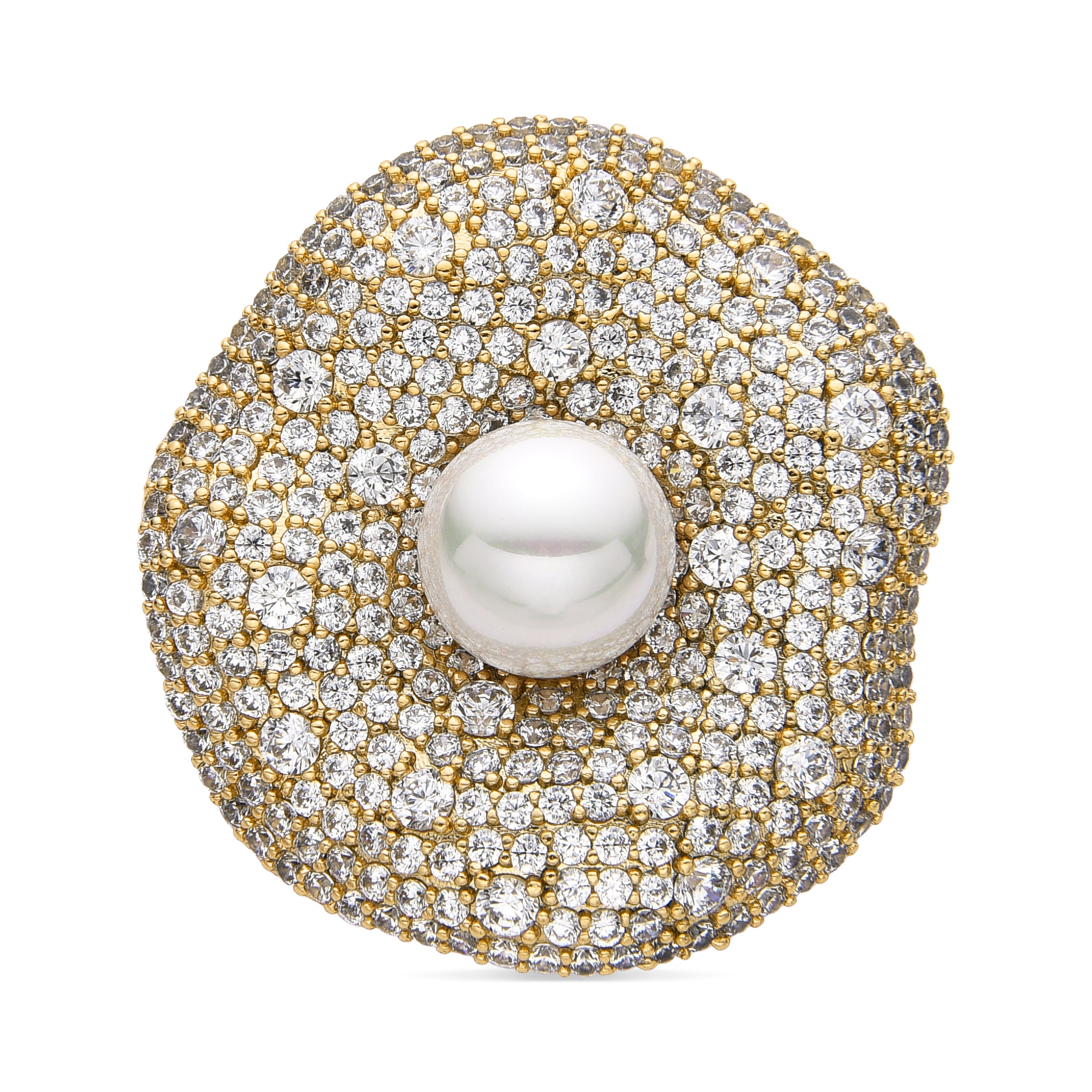 Broche mit weißer Perle, 18k Goldfinish - Sulwa