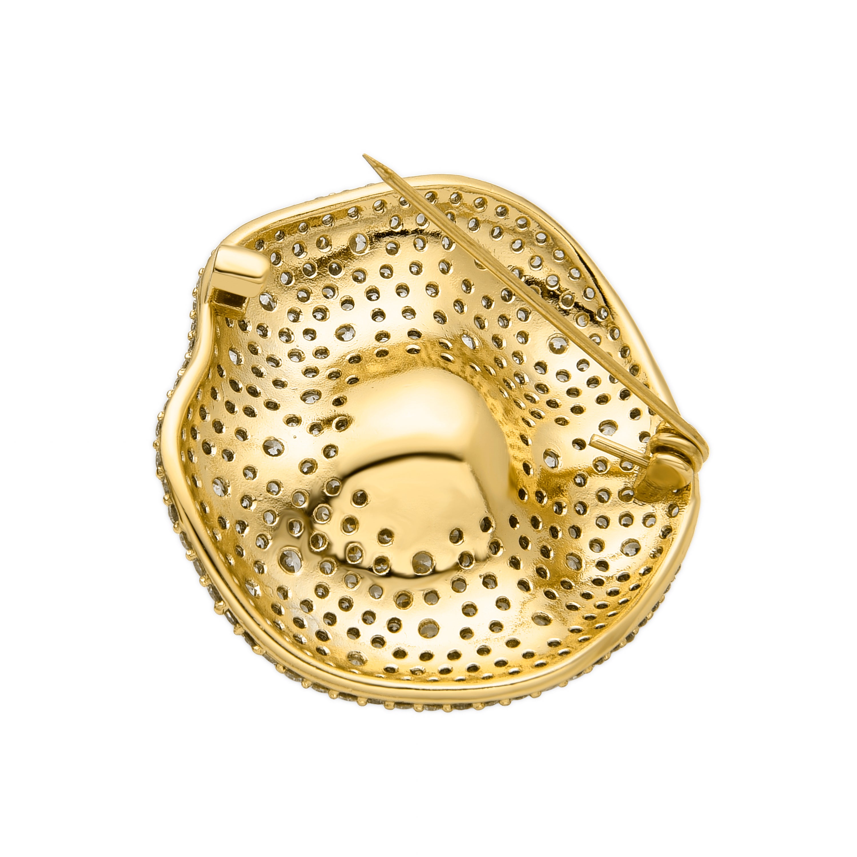 Brooch with White Pearl finished in 18k gold - Sulwa