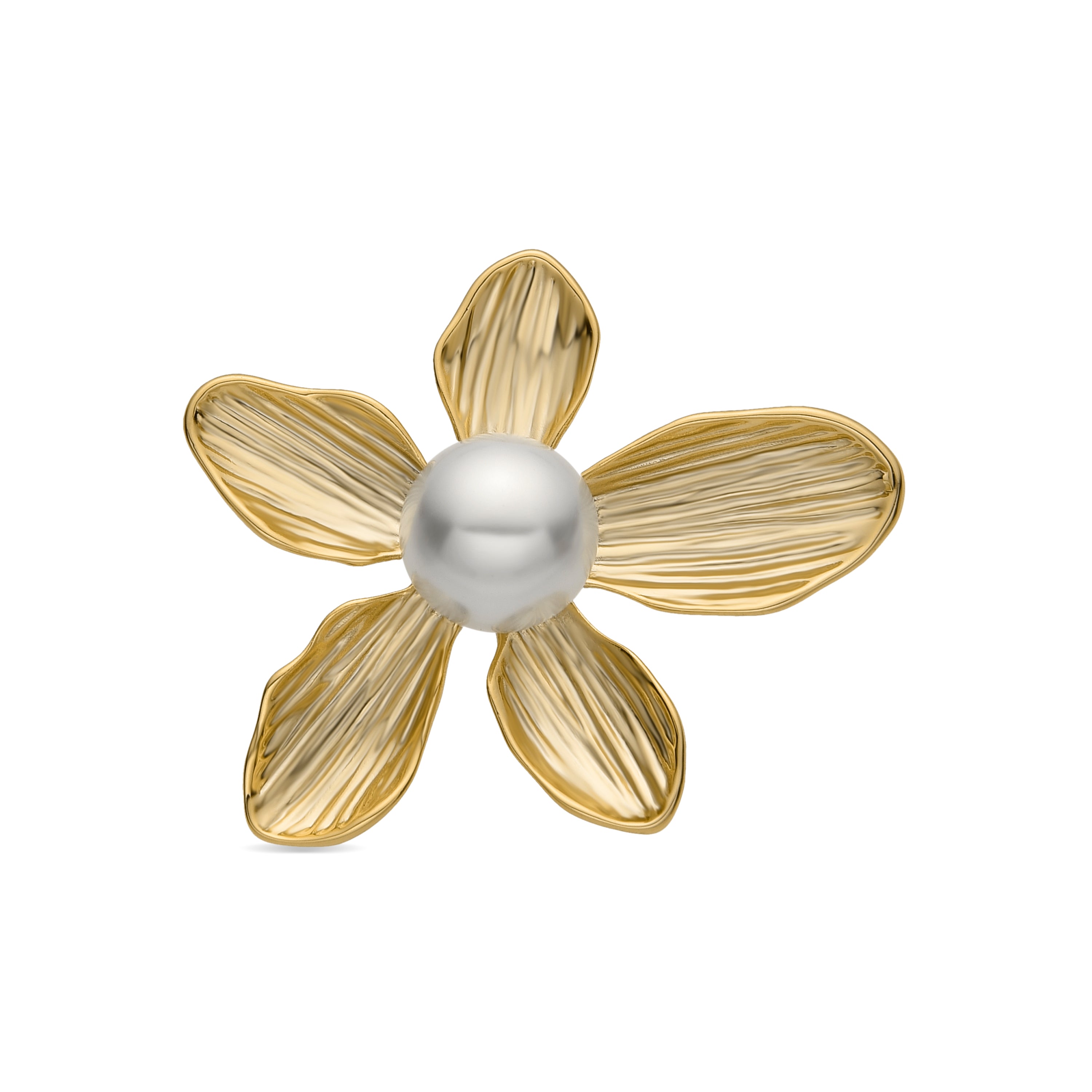 Brooch with White Pearl finished in 18k gold - Lisrae