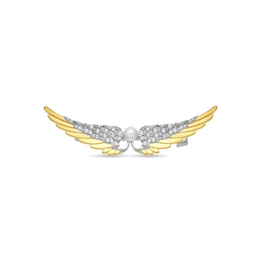 Broche de Perla Blanca acabado en oro amarillo de 18k - Lathih