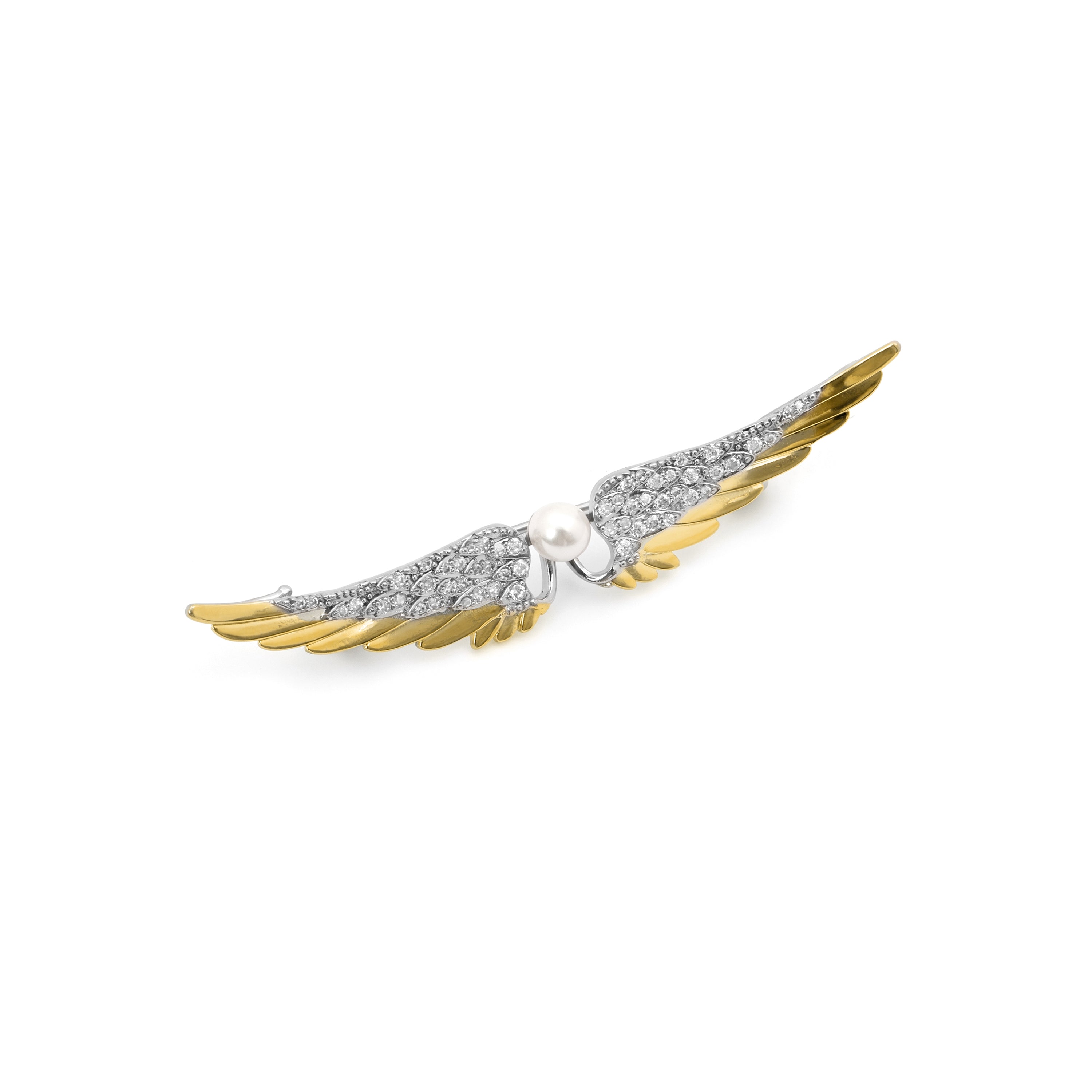 Broche de Perla Blanca acabado en oro amarillo de 18k - Lathih