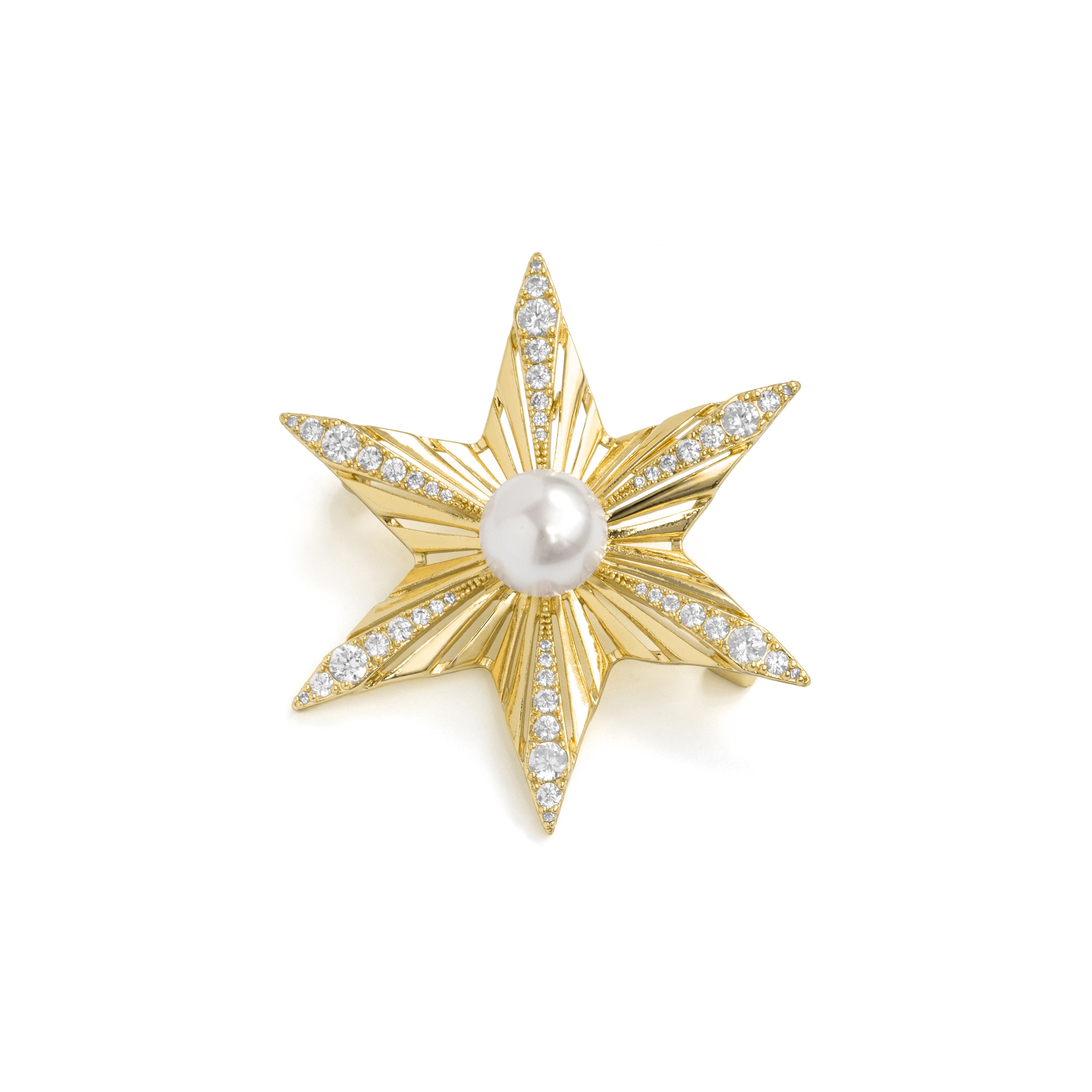 Broche de Perla Blanca acabado en oro amarillo de 18k - Halal