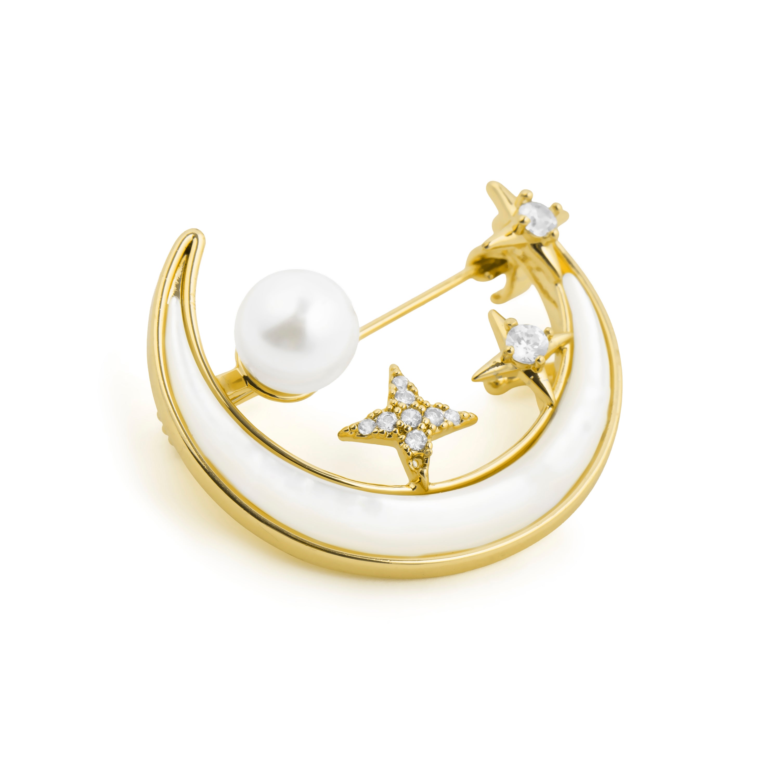 Spilla in madreperla bianca con finitura in oro giallo 18k - Kume