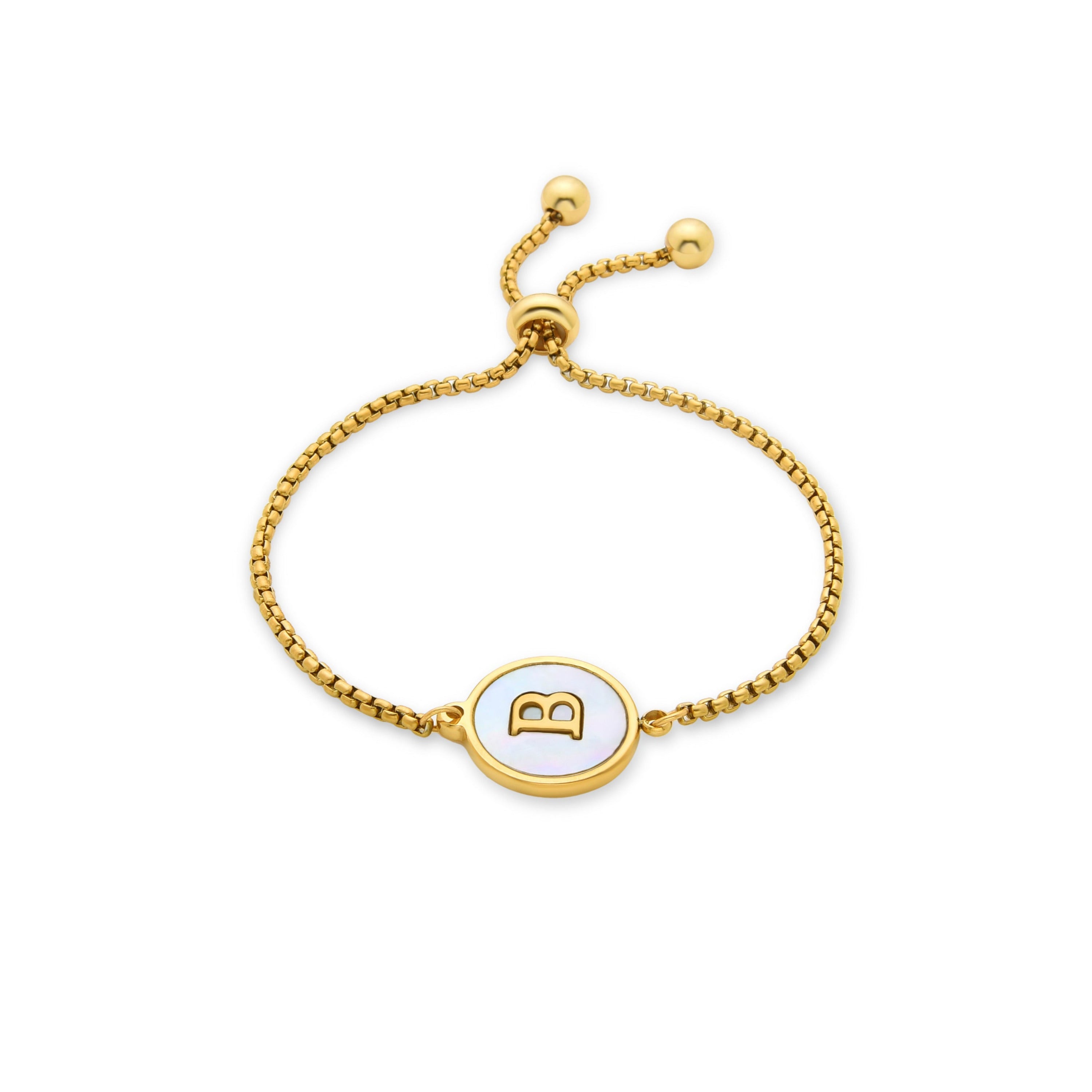 Bracciale in Madreperla Bianca finito in oro giallo 18K - Alphabet