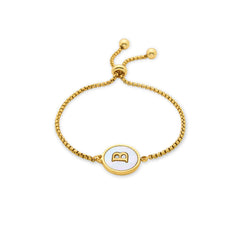 Pulsera de Madreperla Blanca acabada en oro amarillo 18K - Alphabet