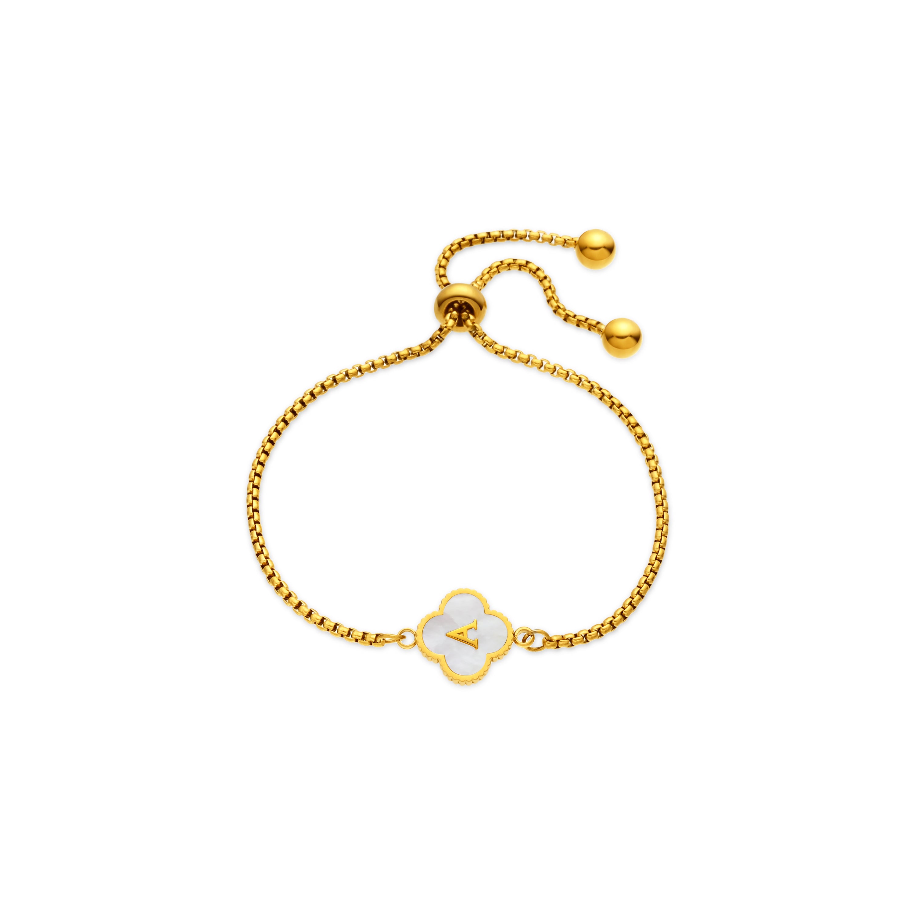 Bracciale in Madreperla Bianca finito in oro giallo 18K - Alphabet