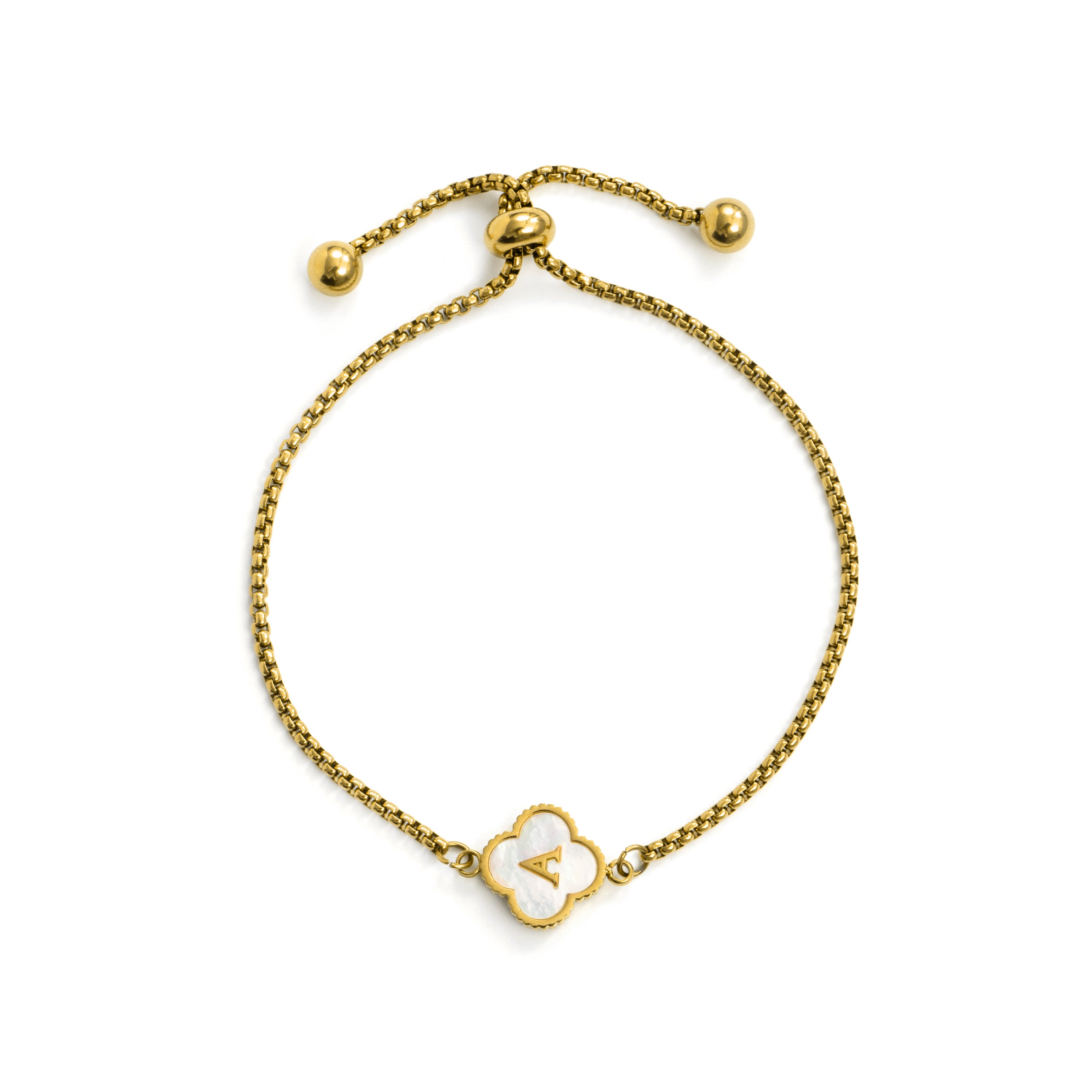 Bracciale in Madreperla Bianca finito in oro giallo 18K - Alphabet