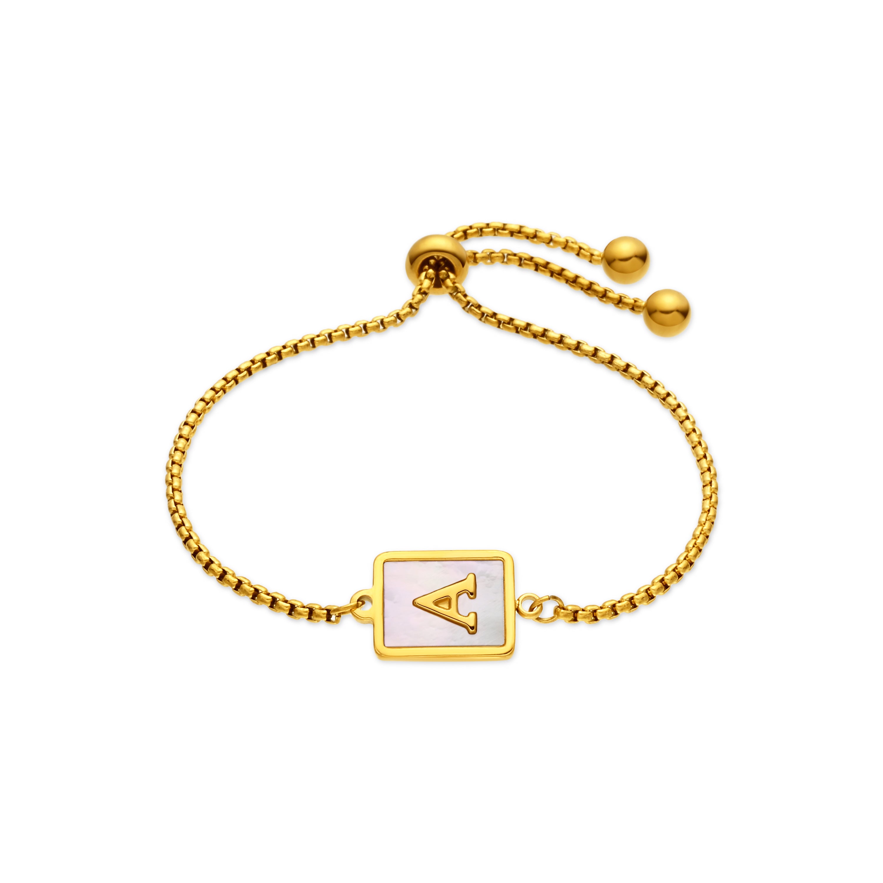 Bracciale in Madreperla Bianca finito in oro giallo 18K - Alphabet