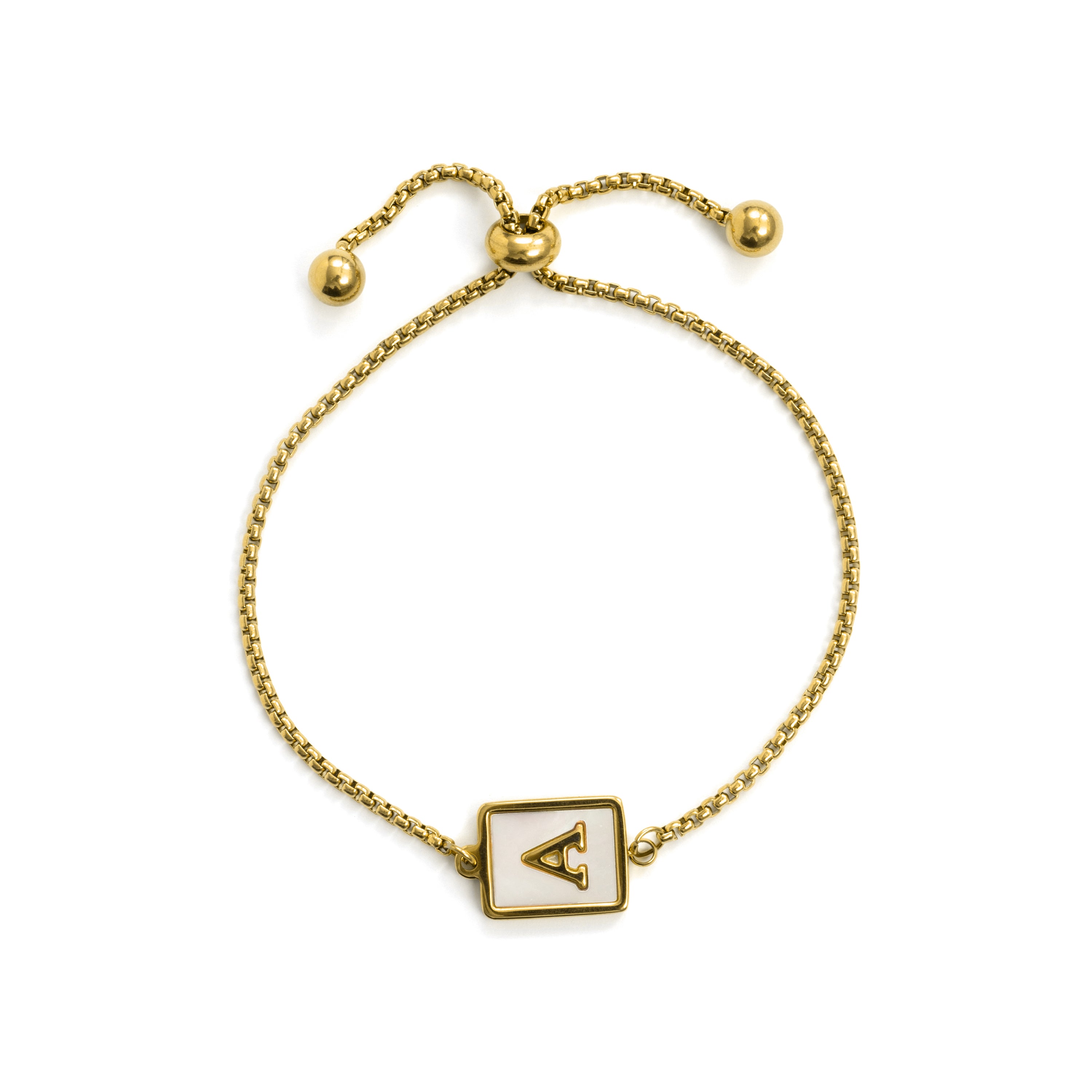 Bracciale in Madreperla Bianca finito in oro giallo 18K - Alphabet