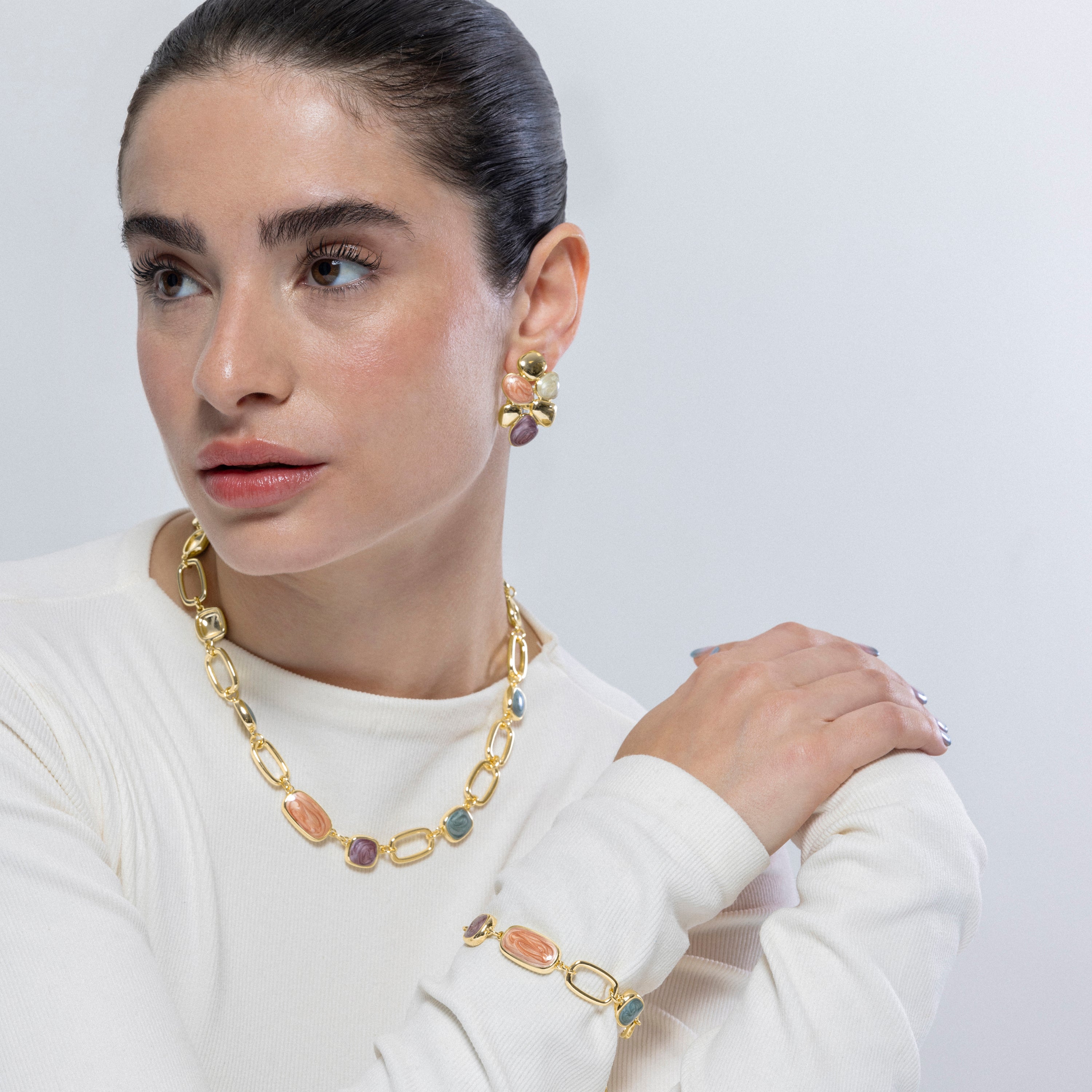 Pulseira de Resina Multicolor acabada em ouro amarelo 18K - Orzur