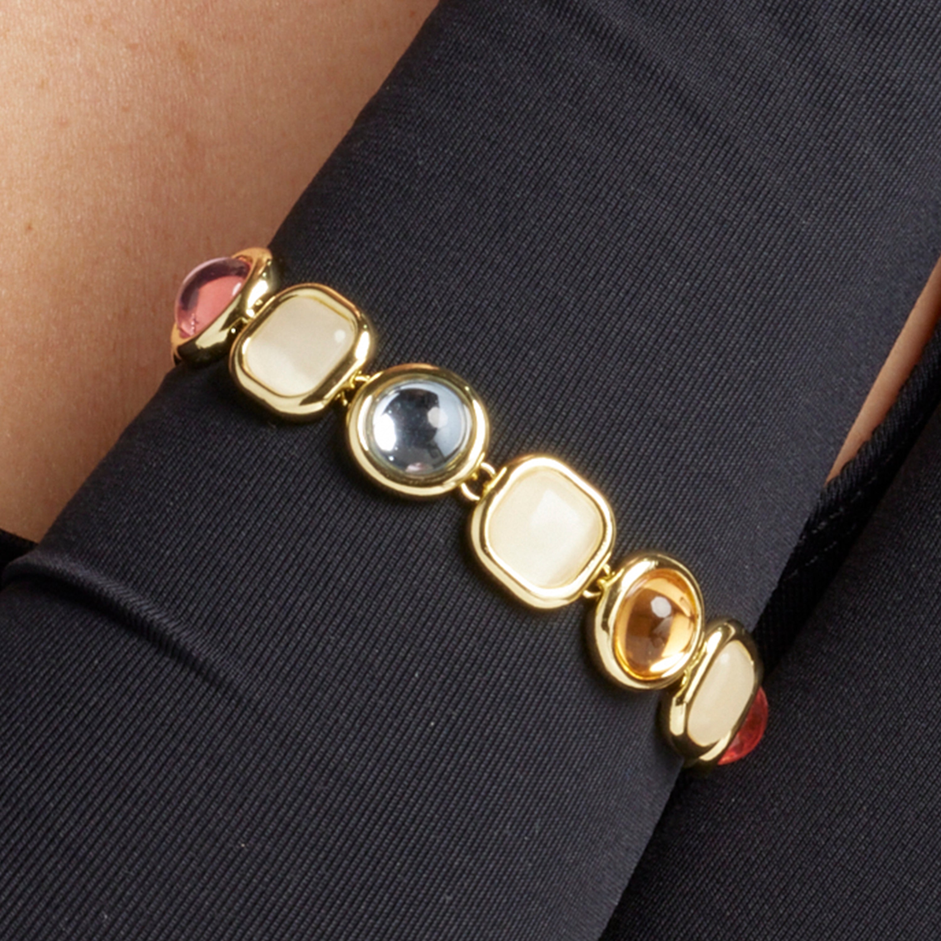 Multicolor Crystal Bracelet finished in 18K yellow gold - Mantis