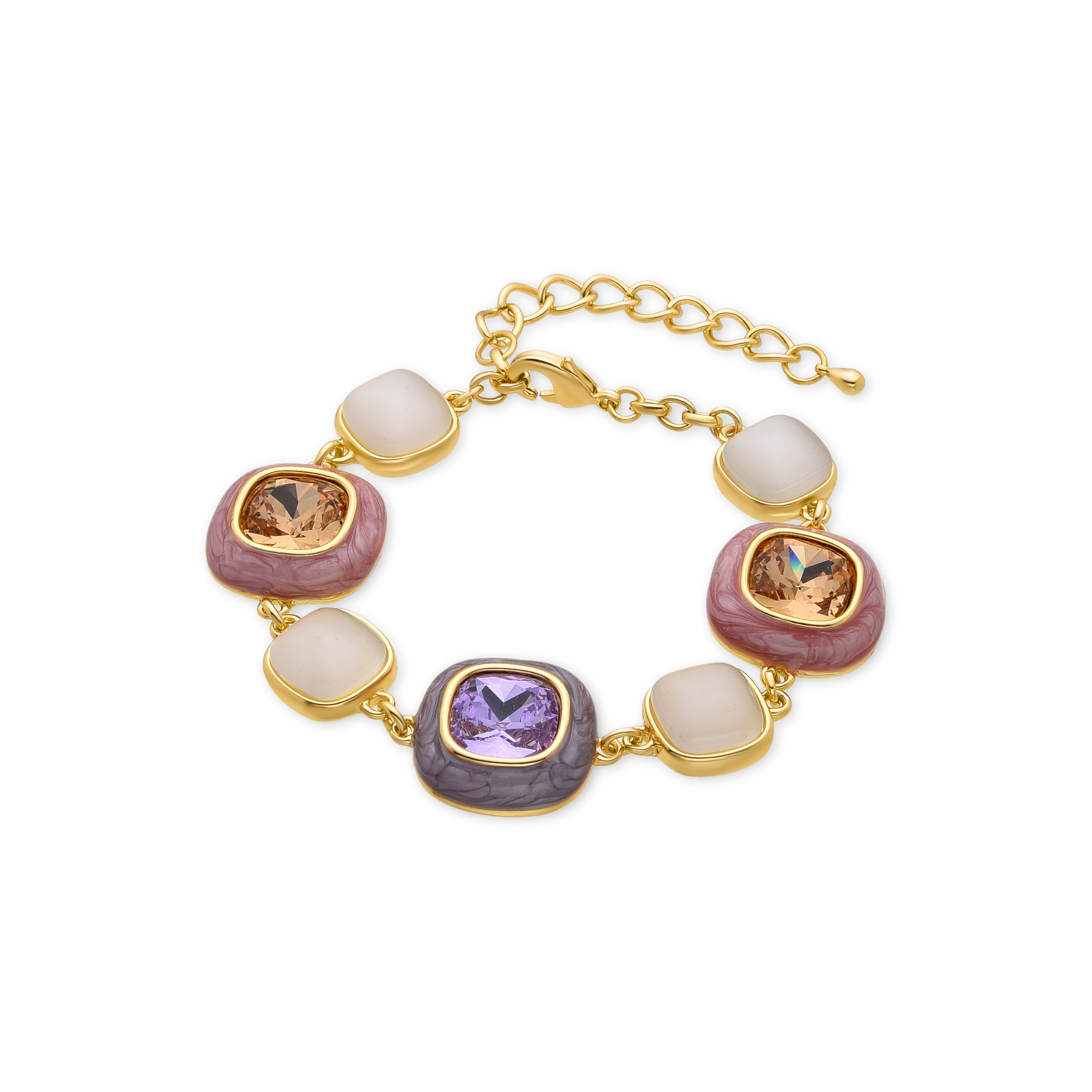 Pulsera de Circonita Multicolor acabada en oro amarillo 18K - Drogolo