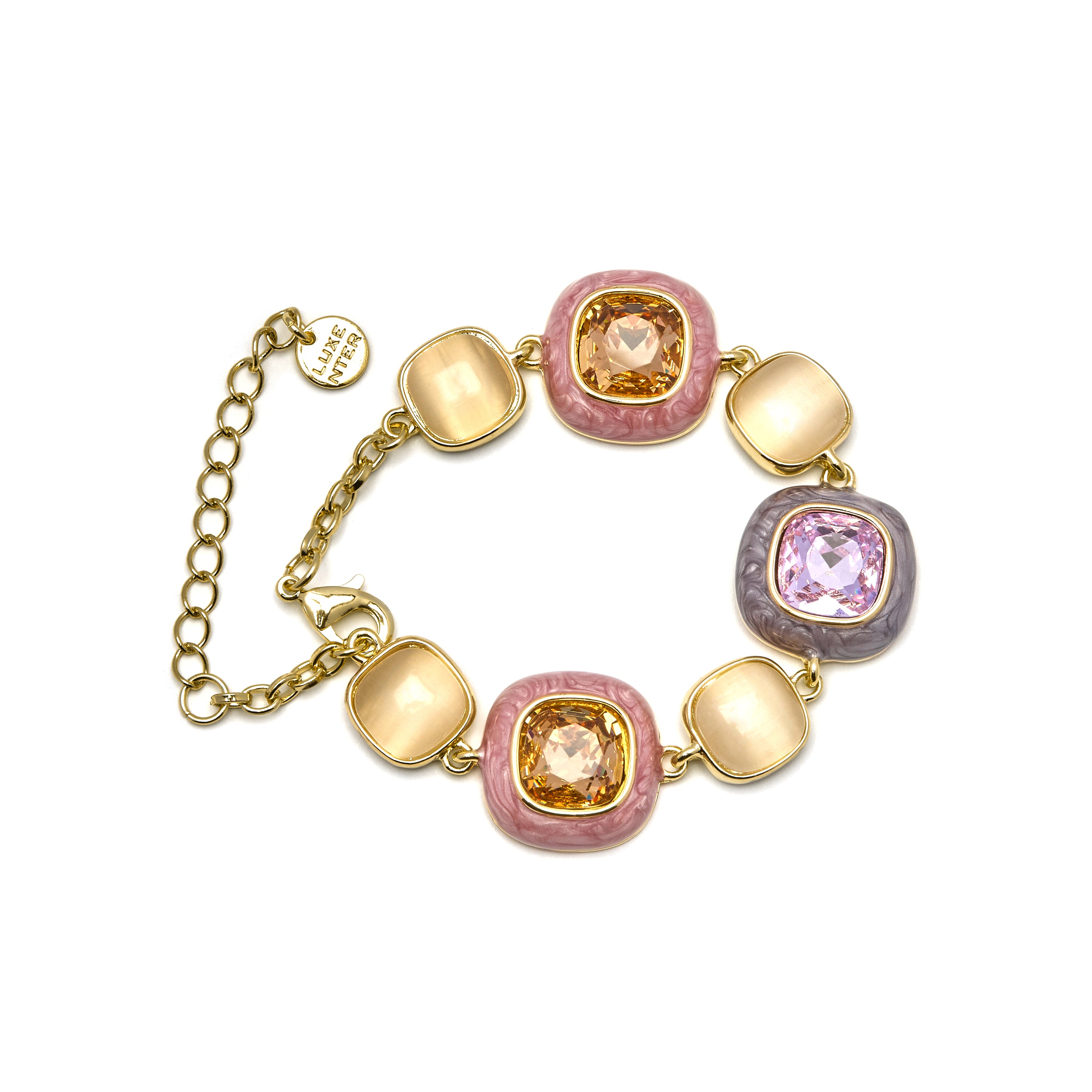 Multicolor Zirkonia Armband mit 18K Gelbgold-Finish - Drogolo
