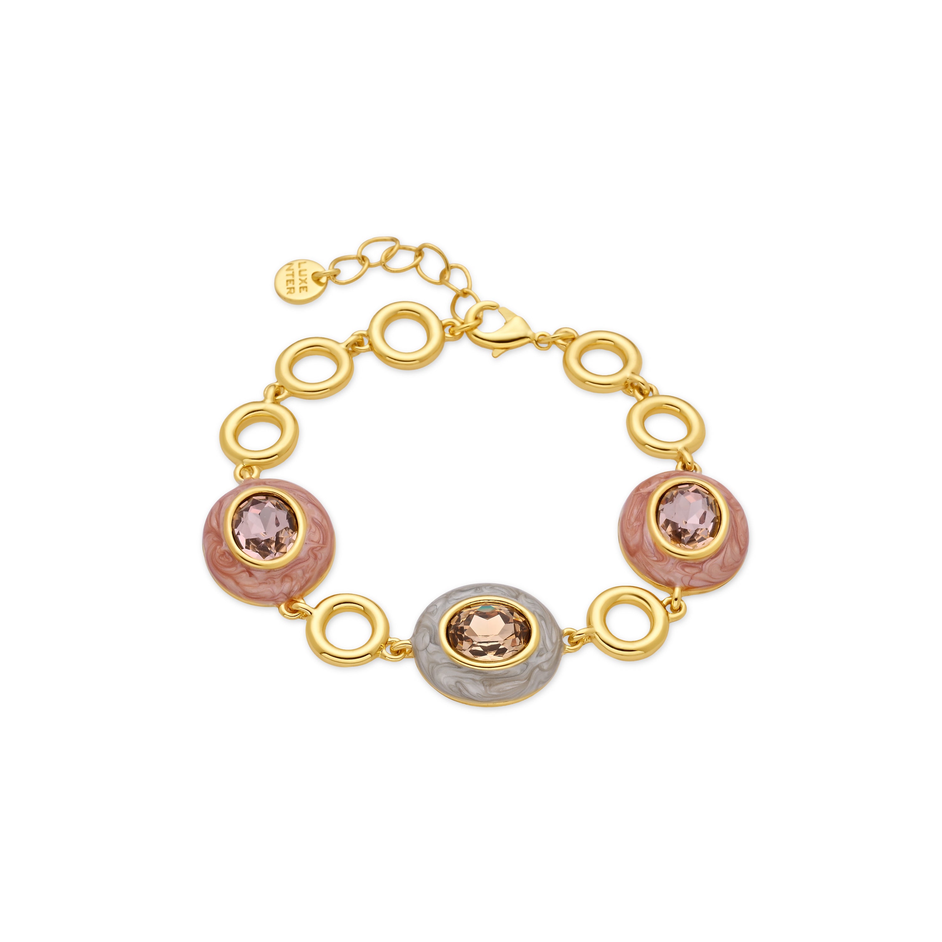 Pulseira de Cristal Castanho com acabamento em ouro amarelo 18k - Amarke