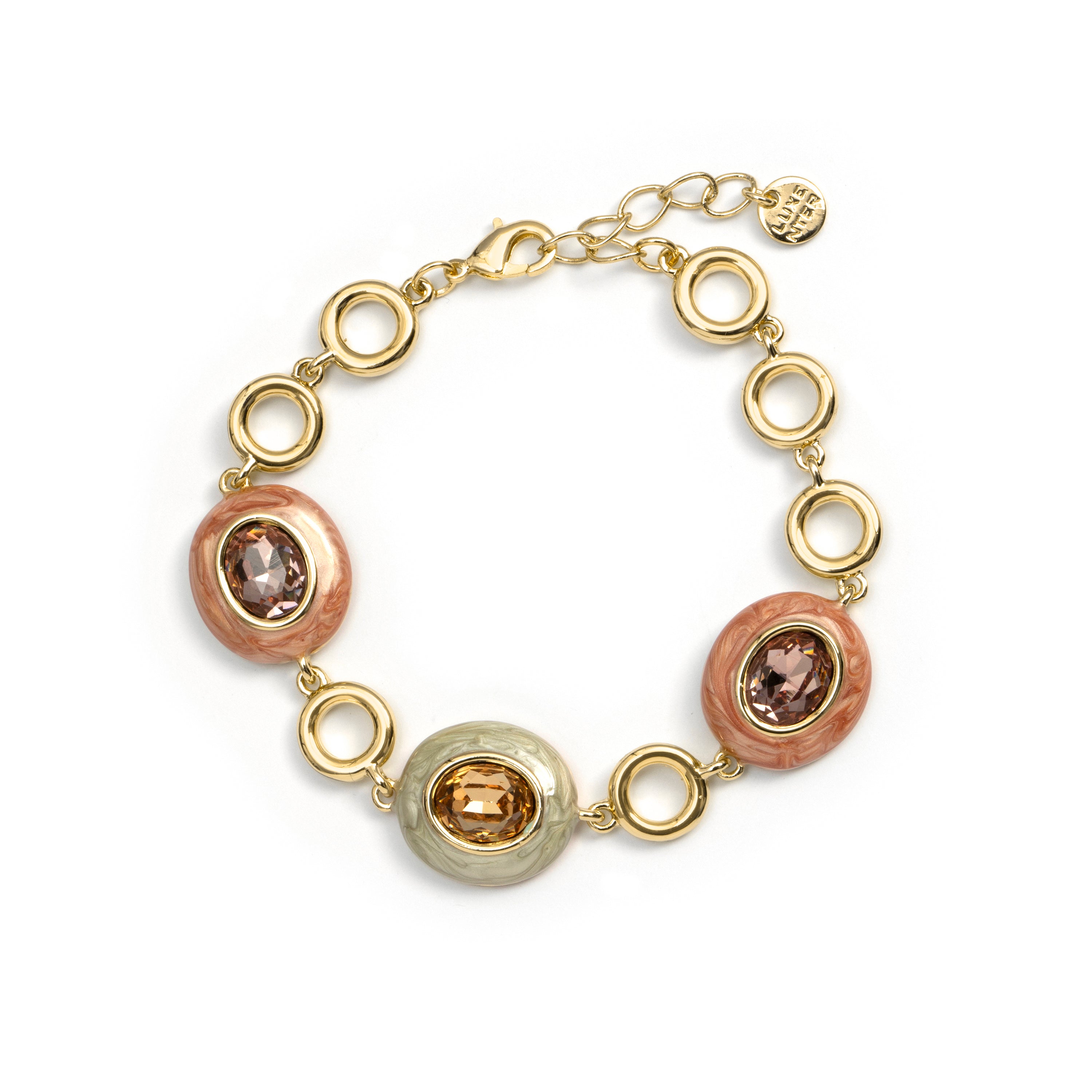Brown Crystal Bracelet with 18k Yellow Gold Finish - Amarke