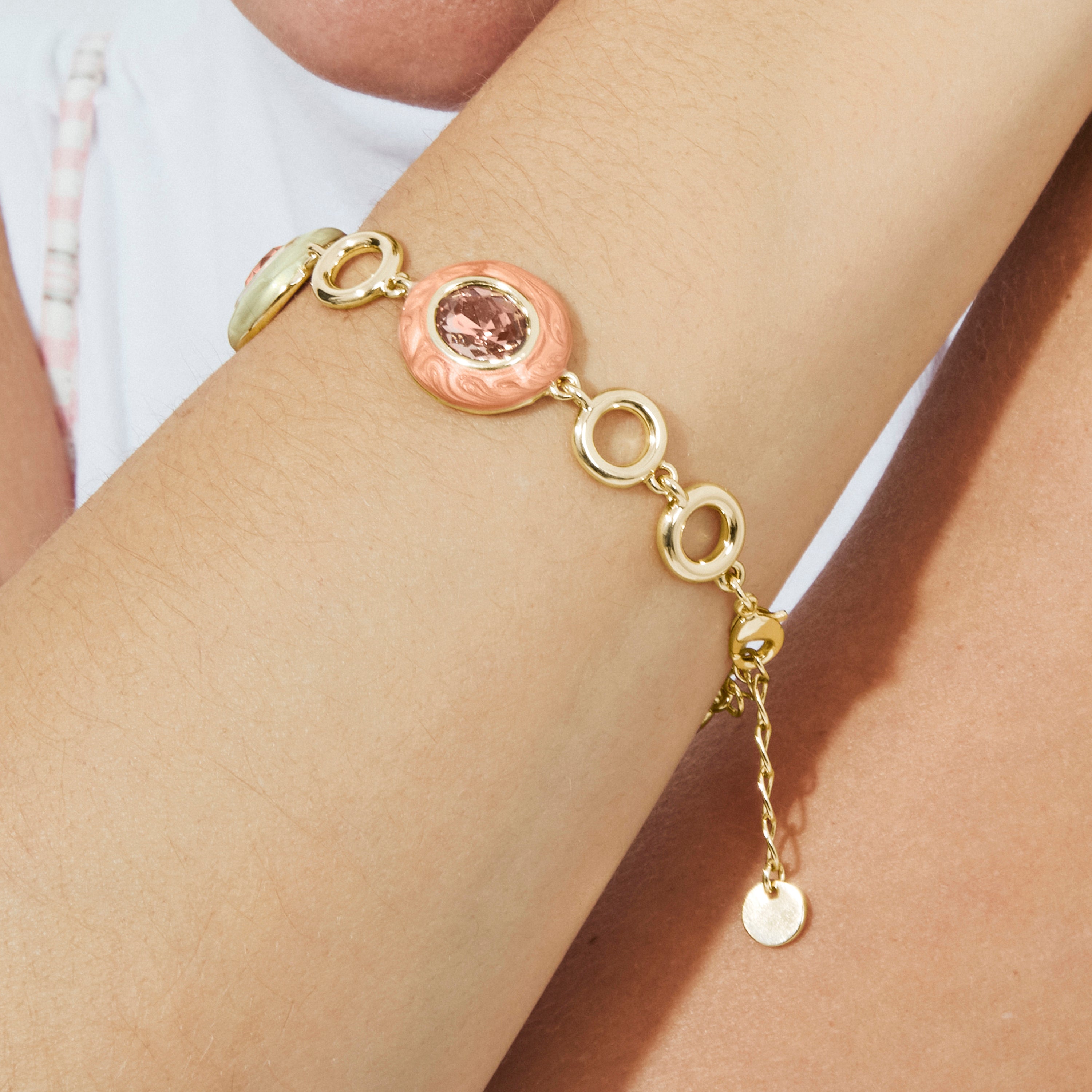Brown Crystal Bracelet with 18k Yellow Gold Finish - Amarke