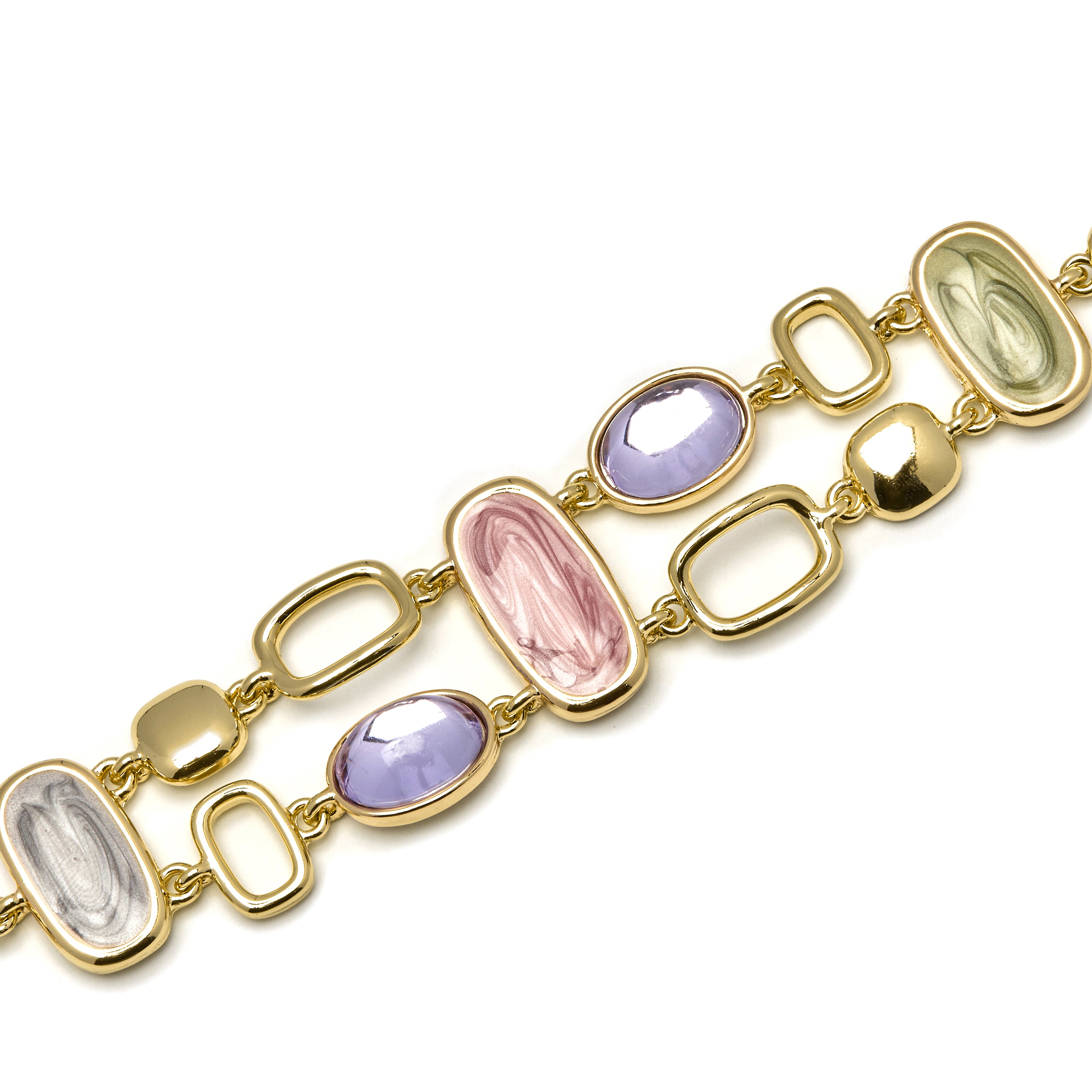 Pulseira com acabamento em laca multicolor ouro 18k - Laido