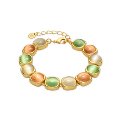 Multicolor Cat's Eye Bracelet with 18k Gold Finish - Shureo