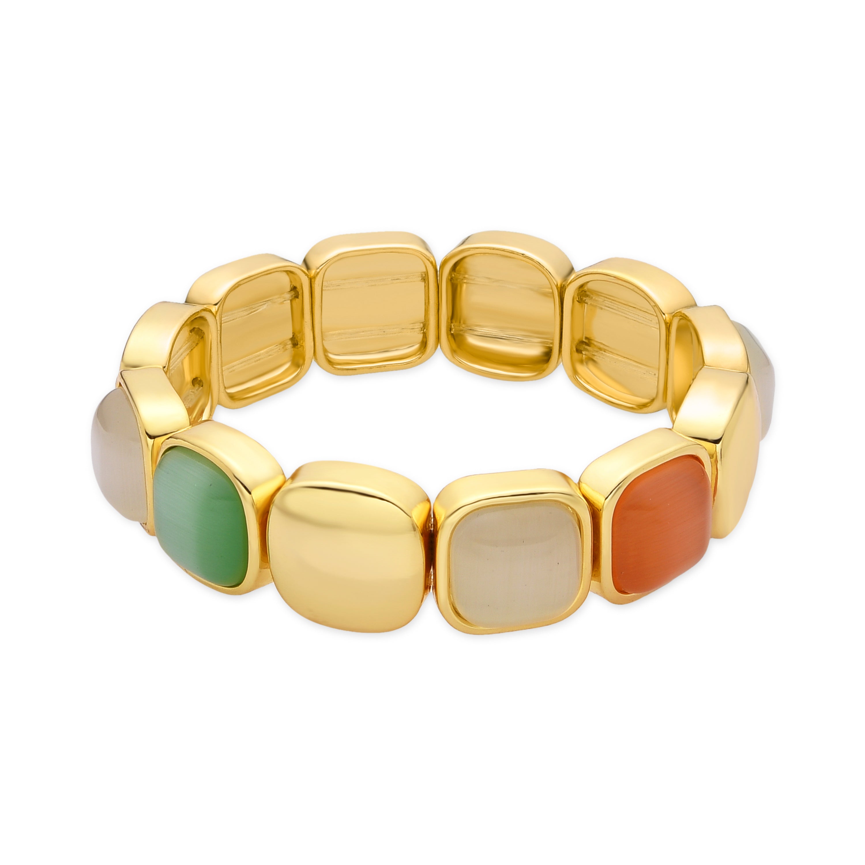 Multicolor Cat's Eye Bracelet with 18k Gold Finish - Jajim