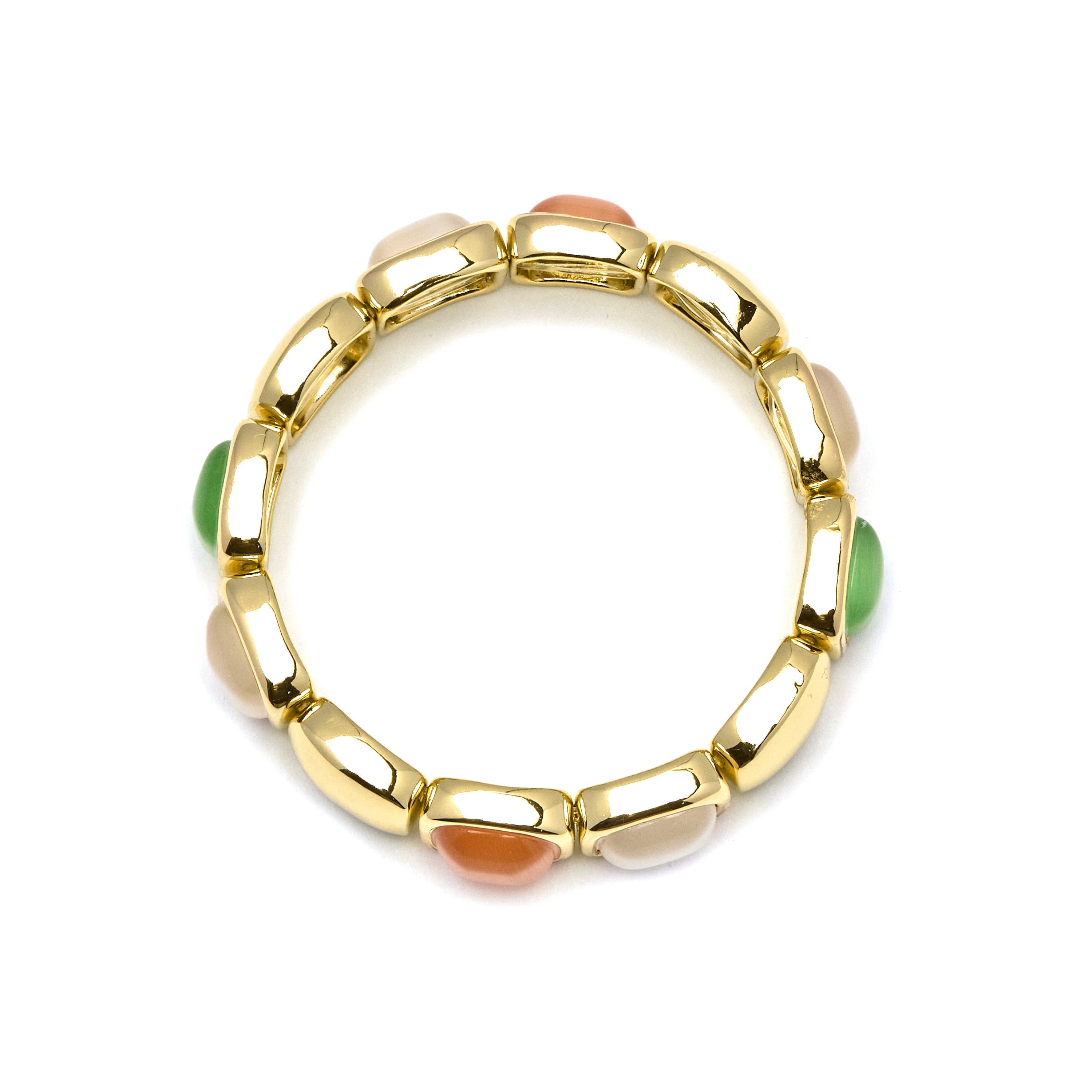 Multicolor Cat's Eye Bracelet with 18k Gold Finish - Jajim