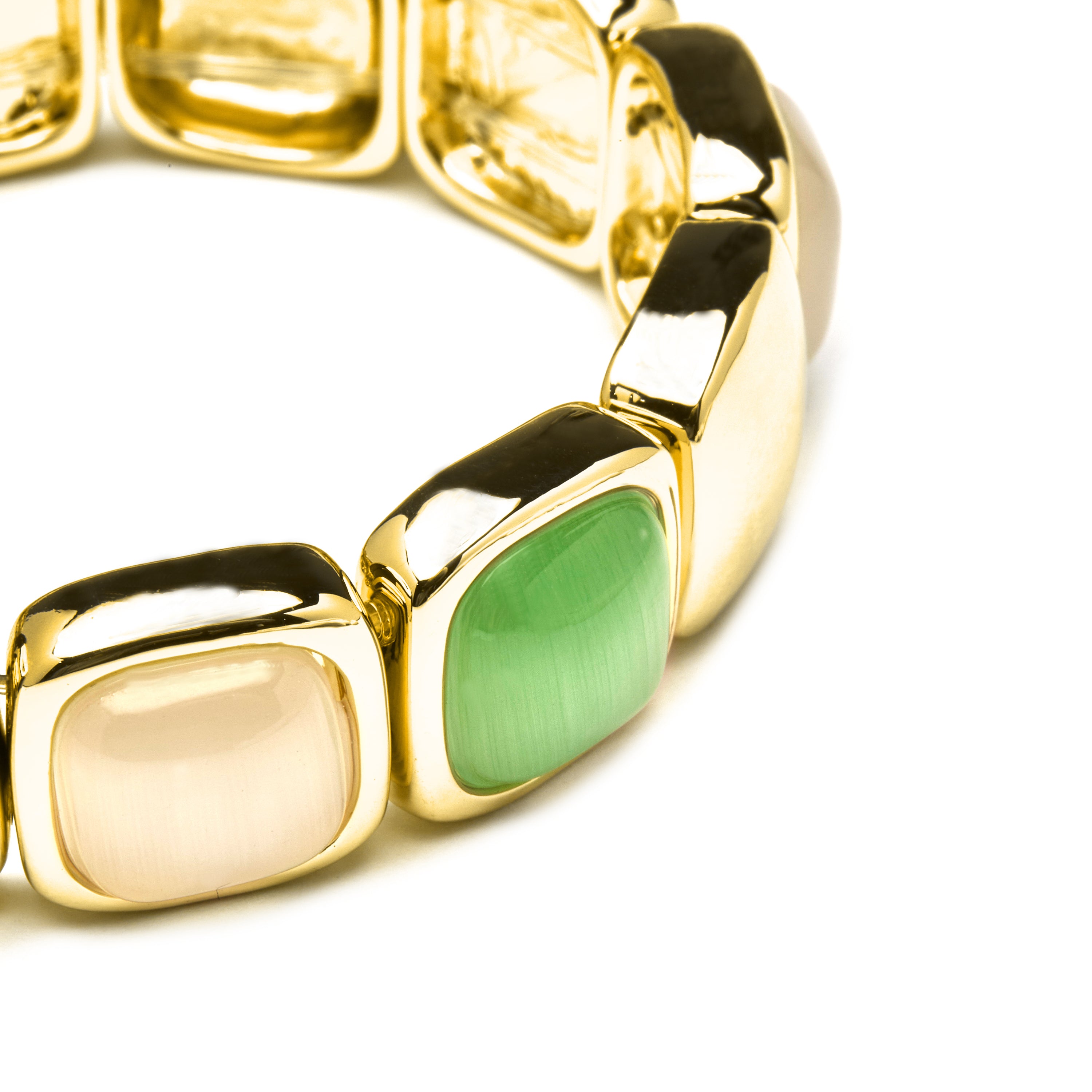 Multicolor Cat's Eye Bracelet with 18k Gold Finish - Jajim