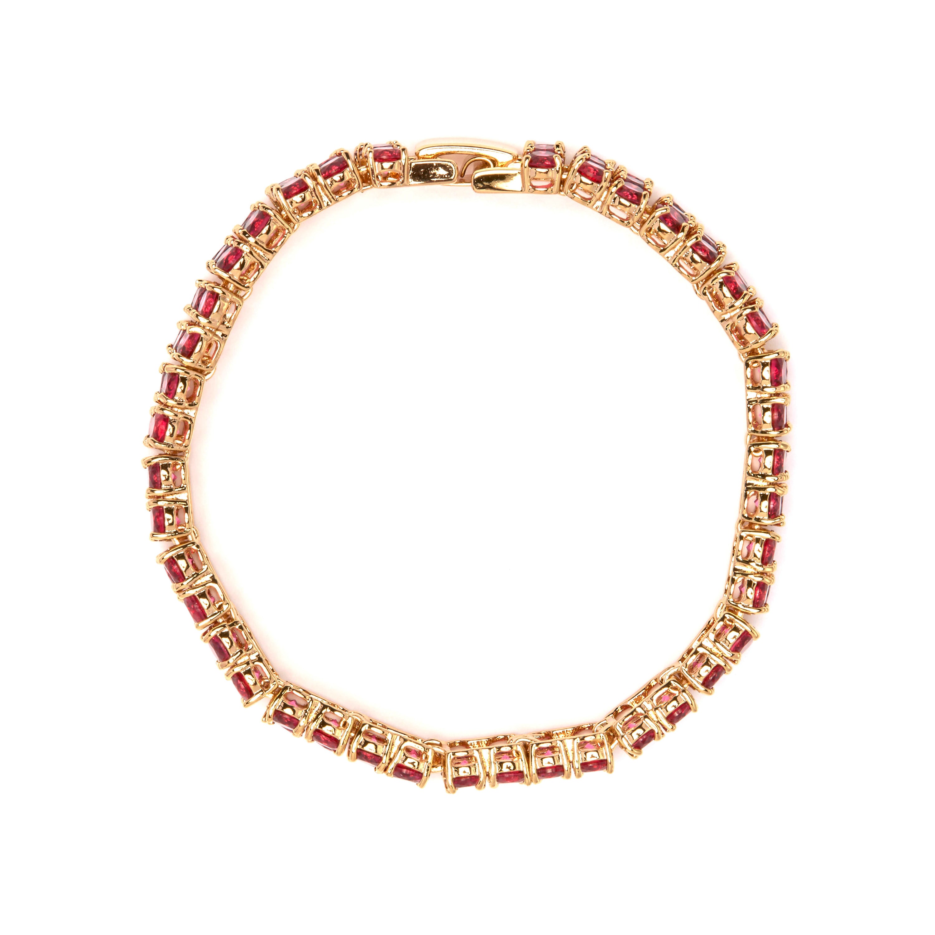 Ruby Cubic Zirconia Bracelet with 18k Yellow Gold Finish - Uriom