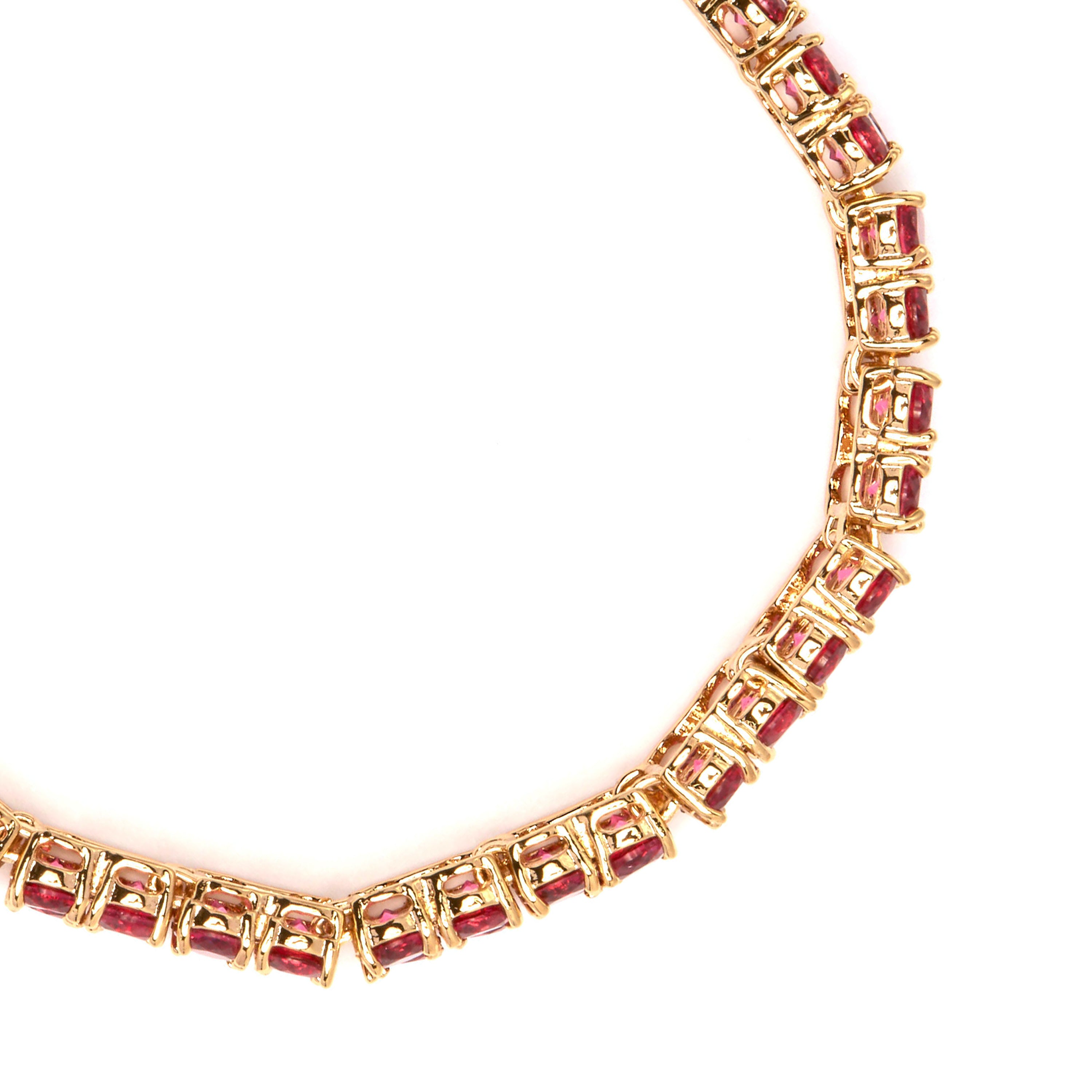 Ruby Cubic Zirconia Bracelet with 18k Yellow Gold Finish - Uriom