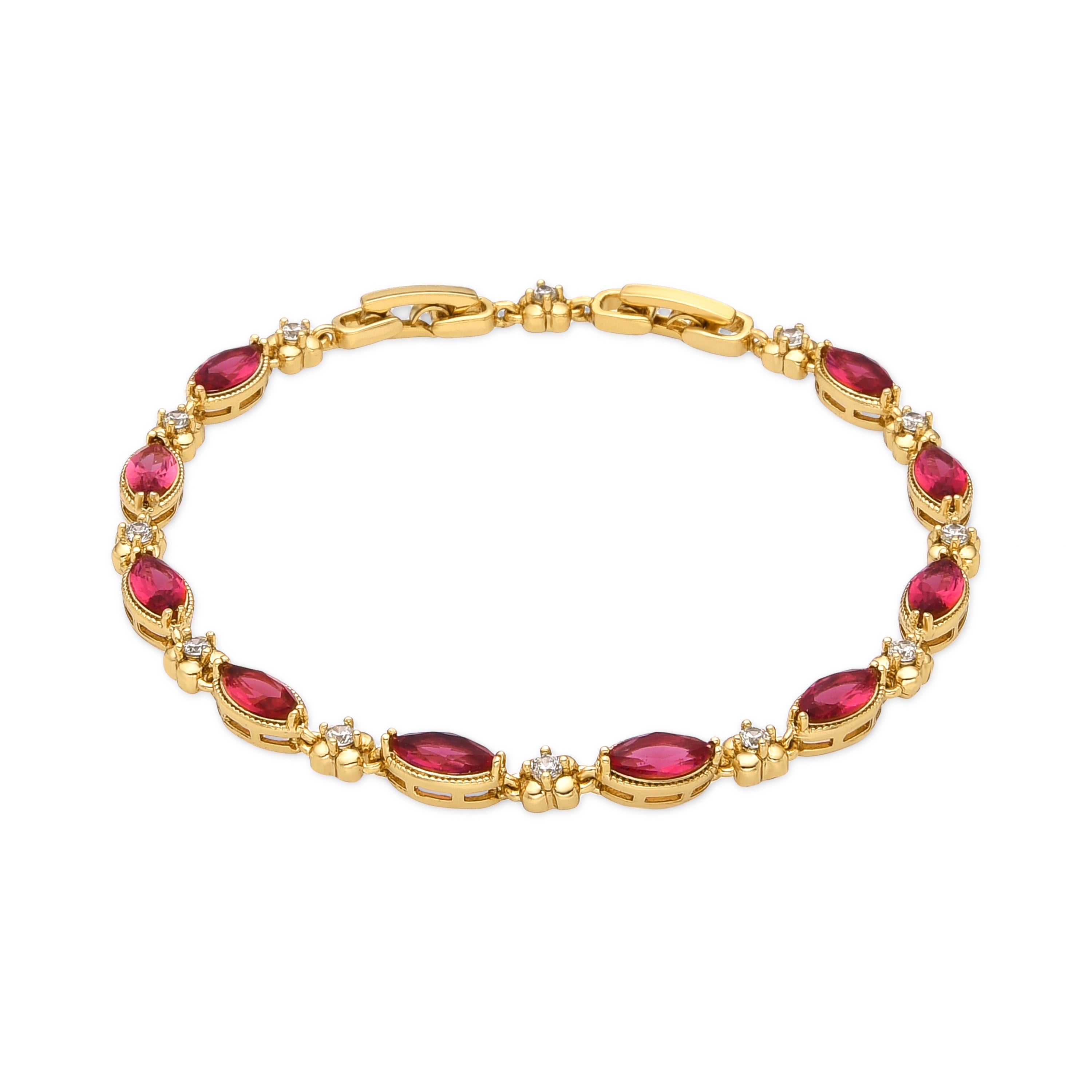 Bracelet with Ruby Zirconia gold finish 18k - Julie