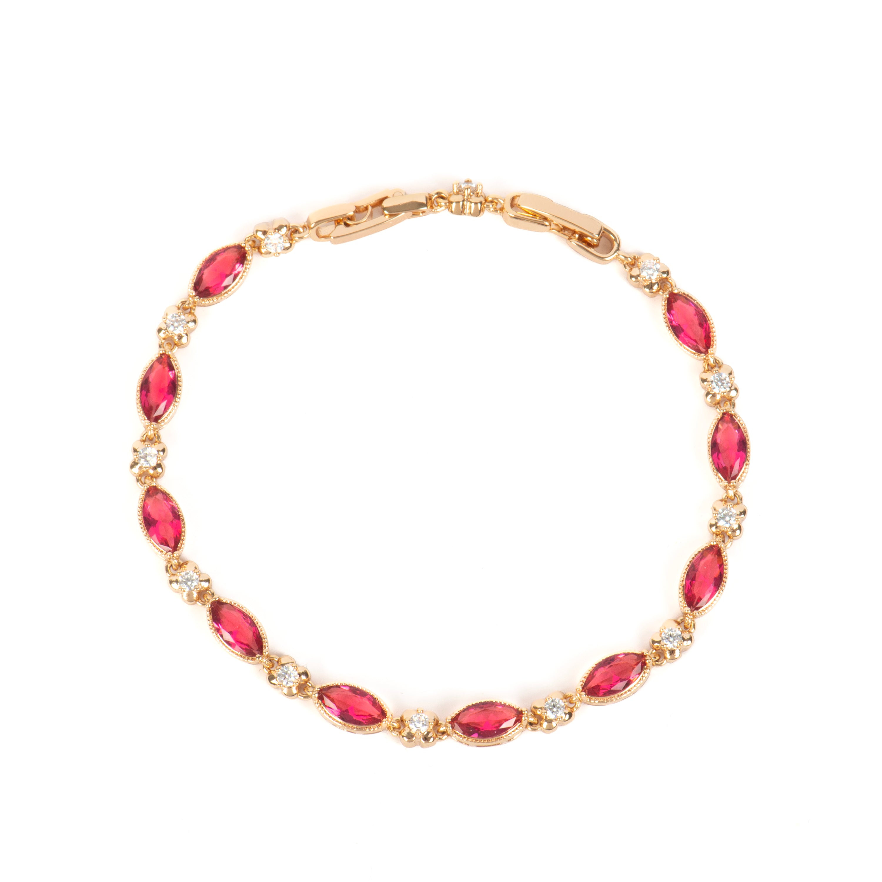Bracelet with Ruby Zirconia gold finish 18k - Julie