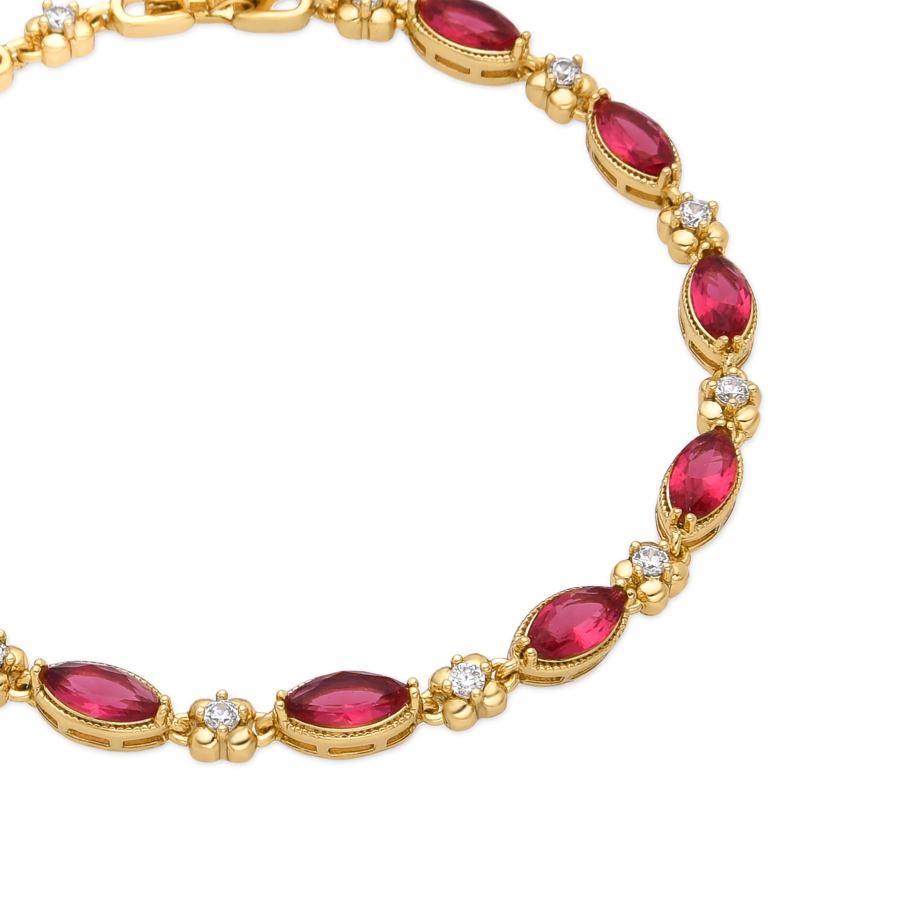Bracelet with Ruby Zirconia gold finish 18k - Julie