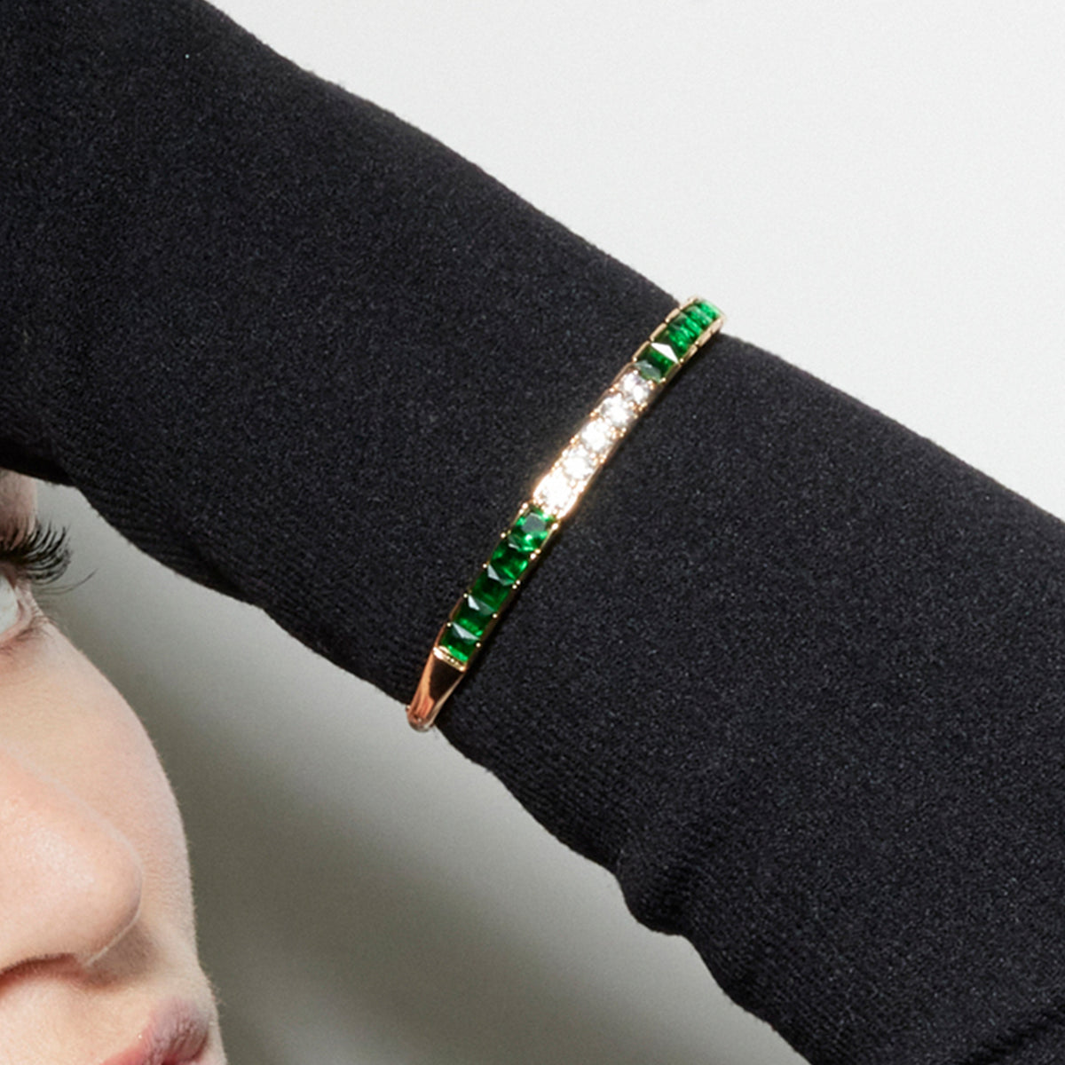 Pulsera con Circonita Esmeralda acabado oro 18k - Pruzi