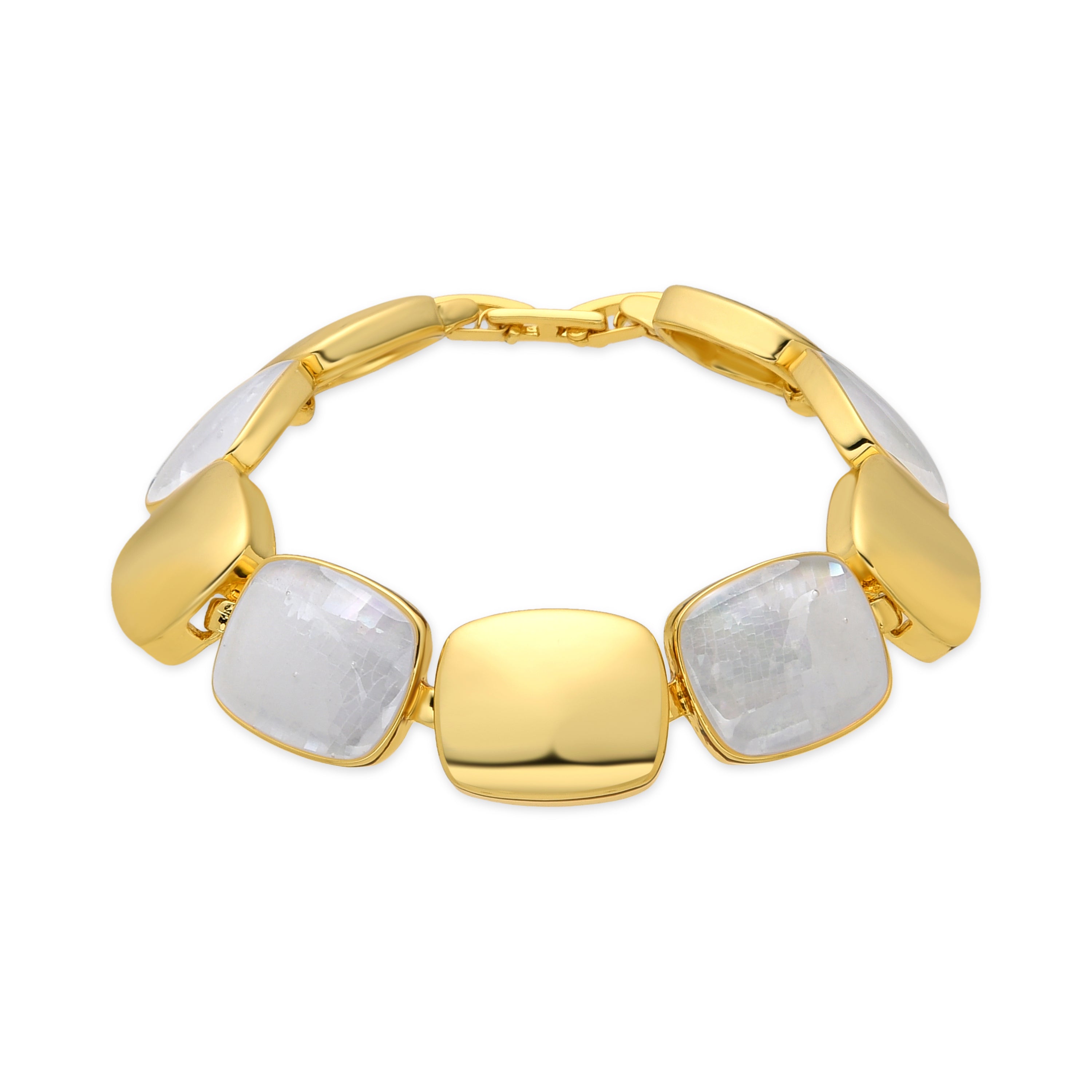 18k Yellow Gold Finish Bracelet with White Mother of Pearl - Lingo
