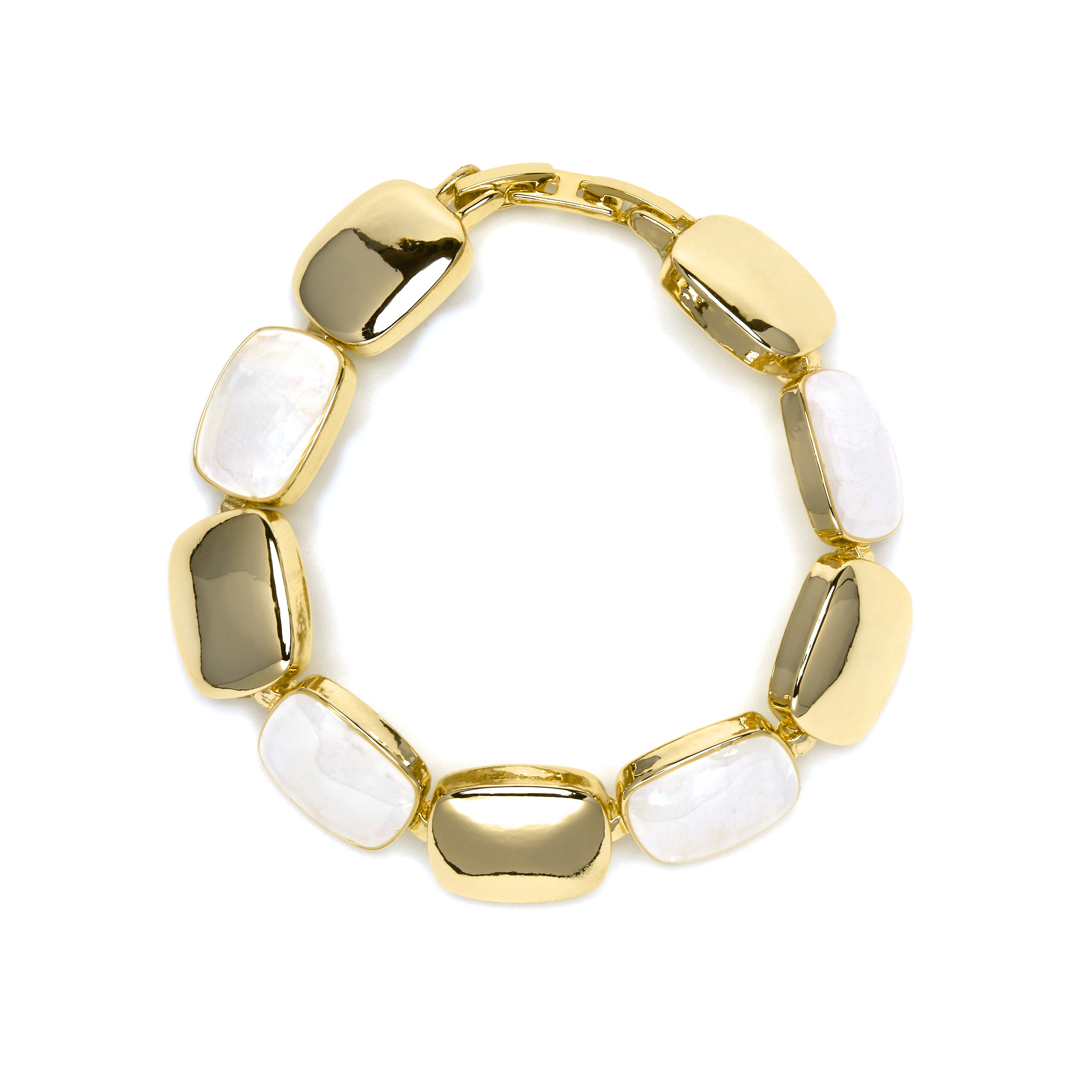 18k Yellow Gold Finish Bracelet with White Mother of Pearl - Lingo
