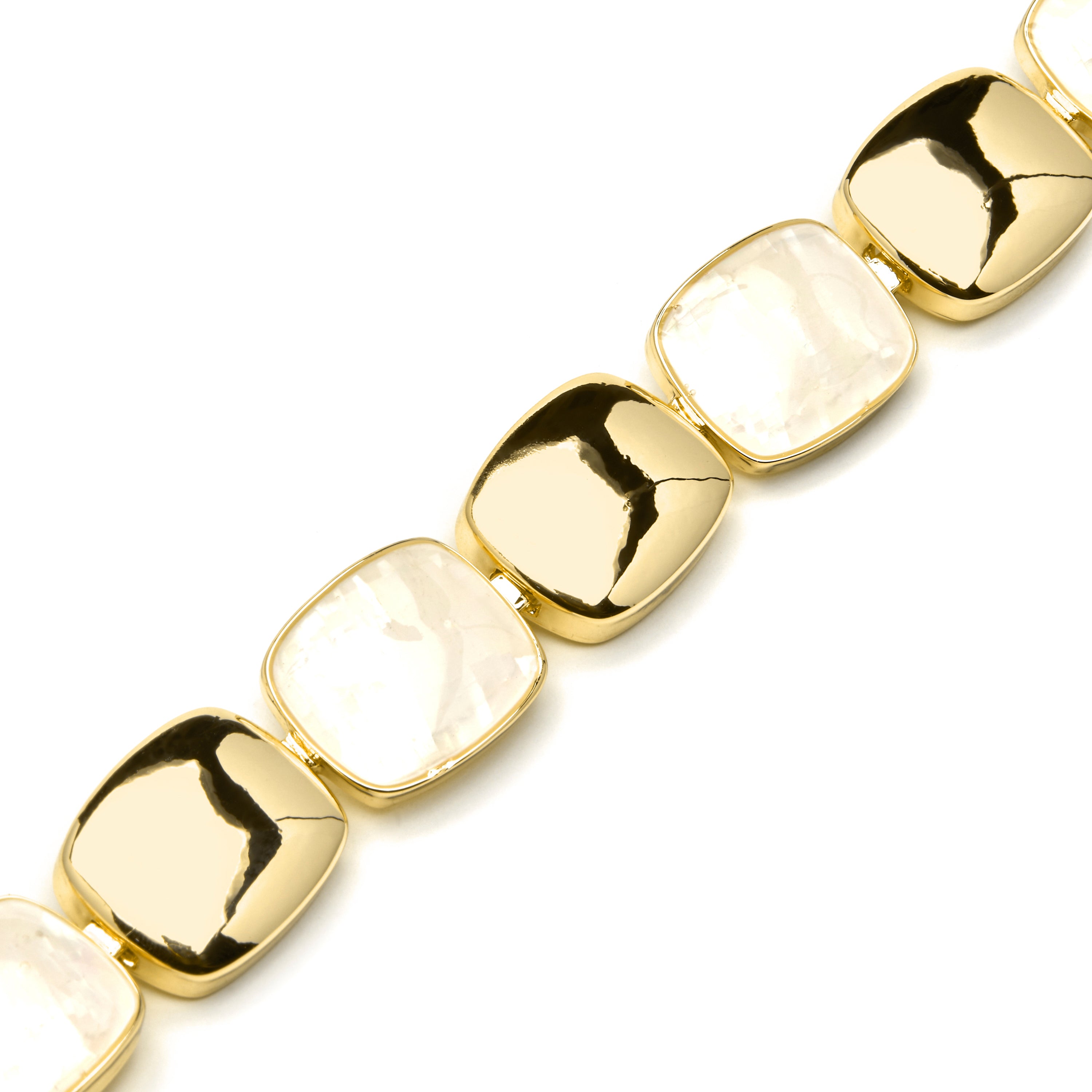 18k Yellow Gold Finish Bracelet with White Mother of Pearl - Lingo