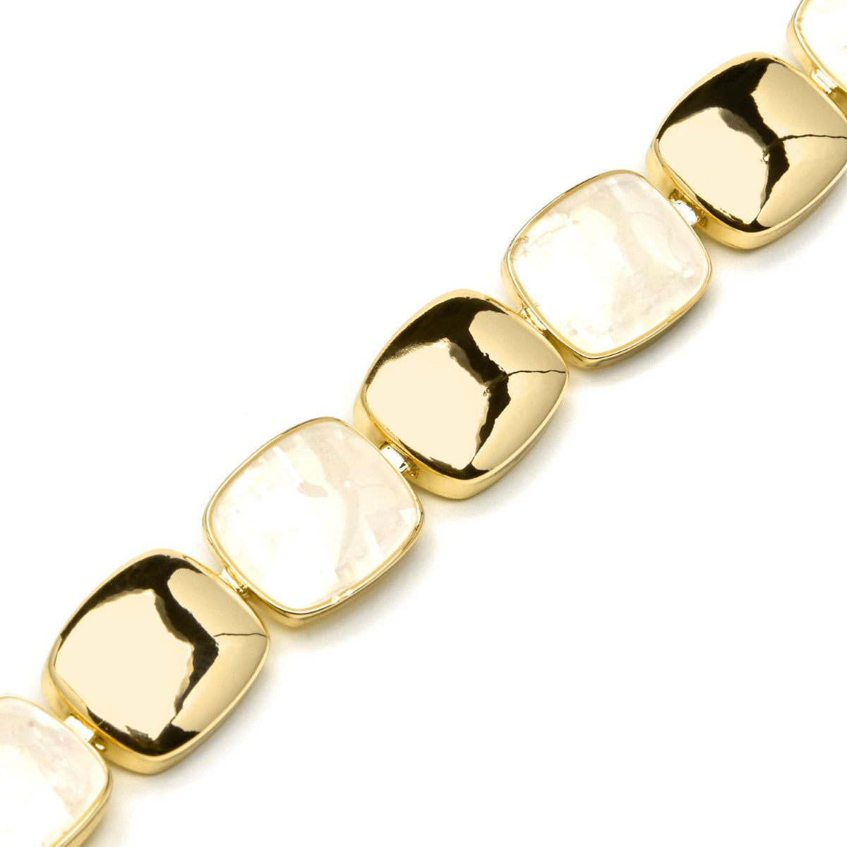 Pulsera acabado oro amarillo de 18k y Madreperla Blanca - Lingo