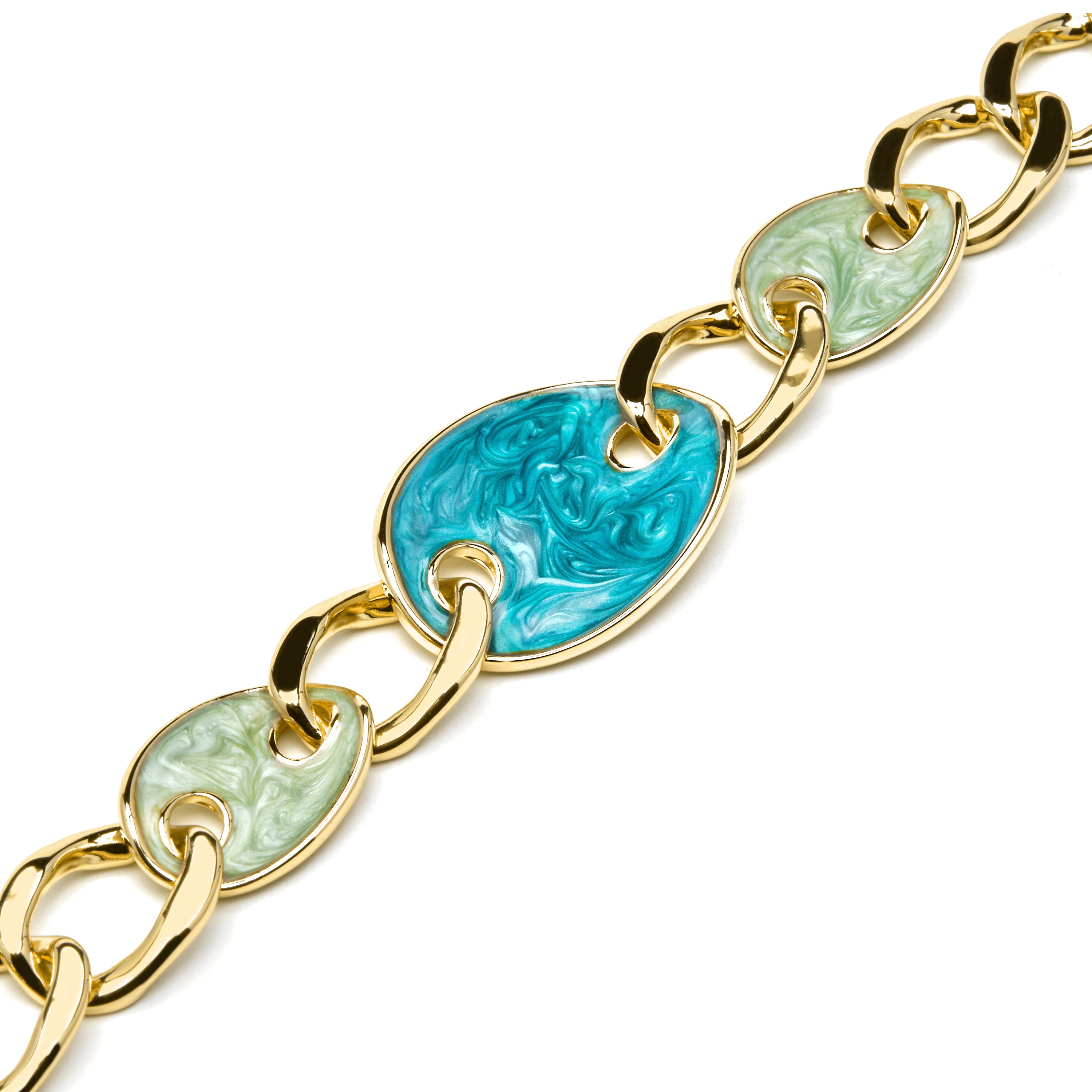 Pulsera acabado oro amarillo de 18k y Lacado Azul - Makan