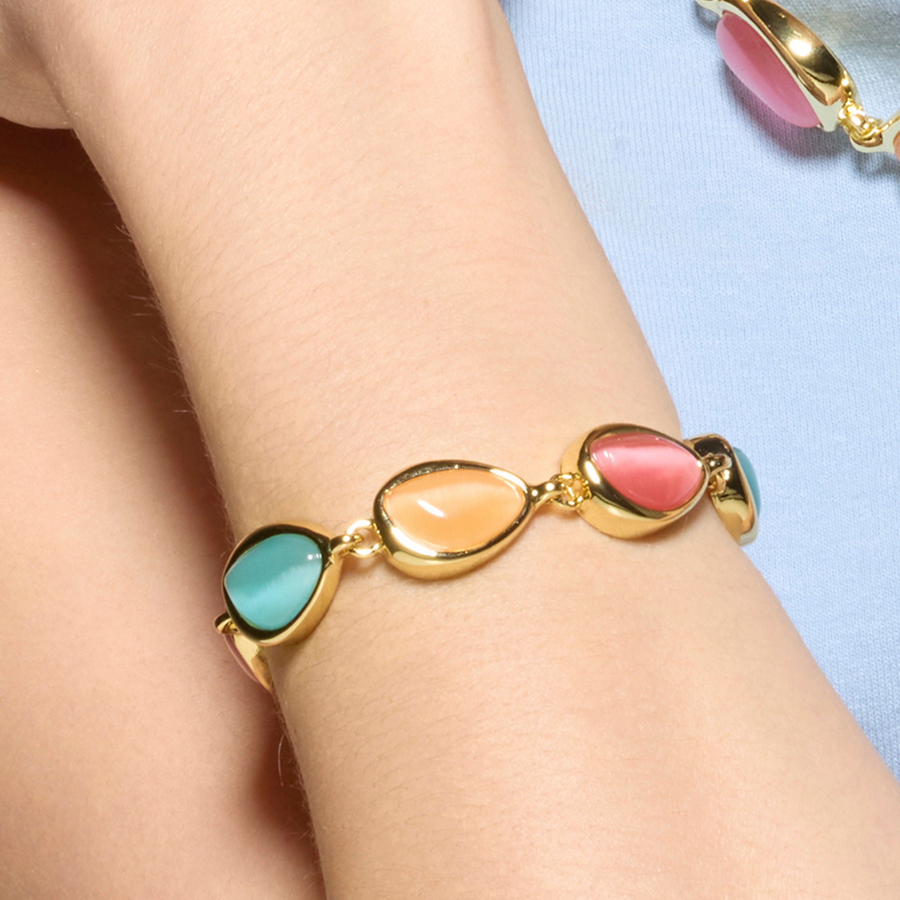 Armband aus 18k Gelbgold und mehrfarbigem Katzenauge - Dulfo