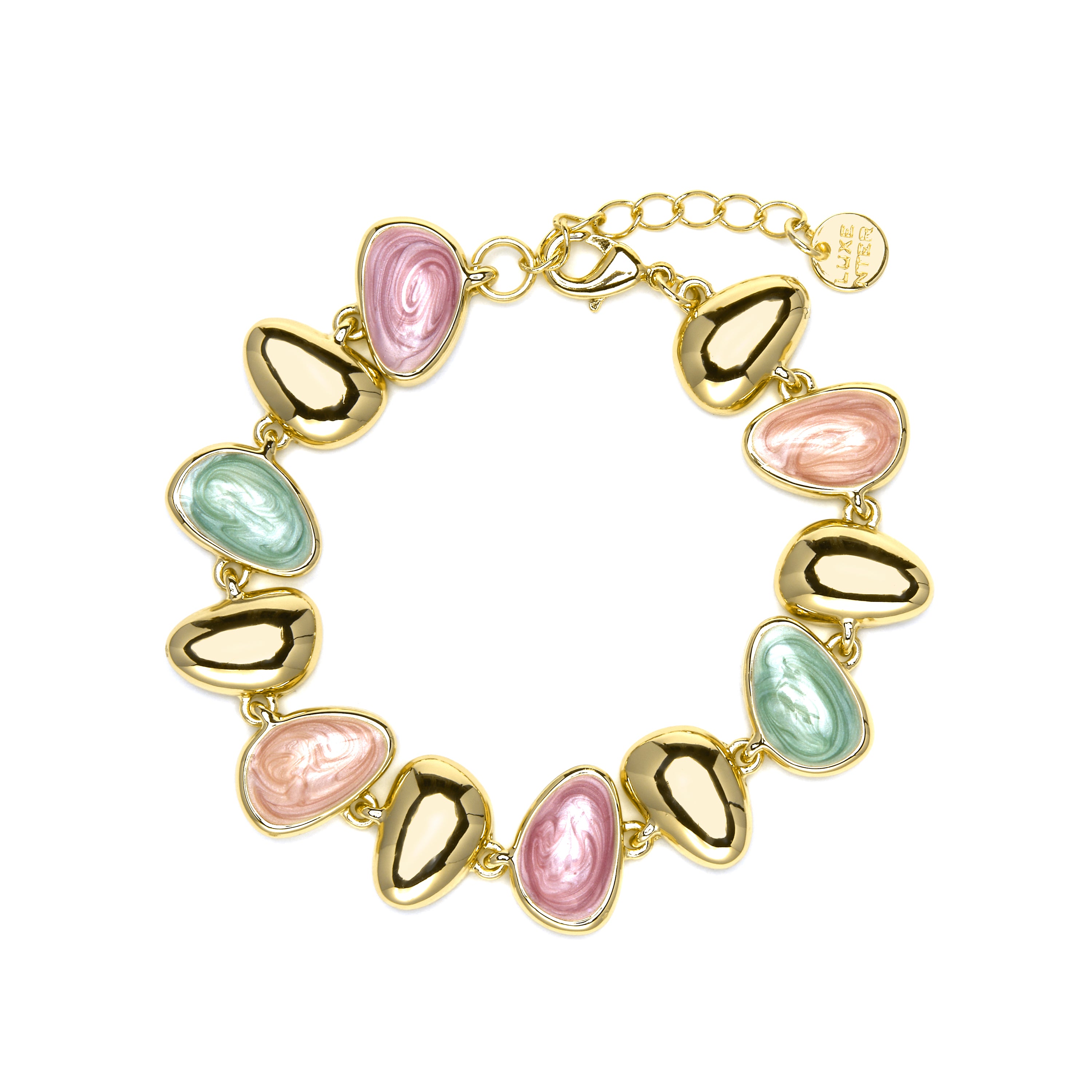 Pulseira acabamento ouro amarelo 18k e lacado multicolor - Bolhy