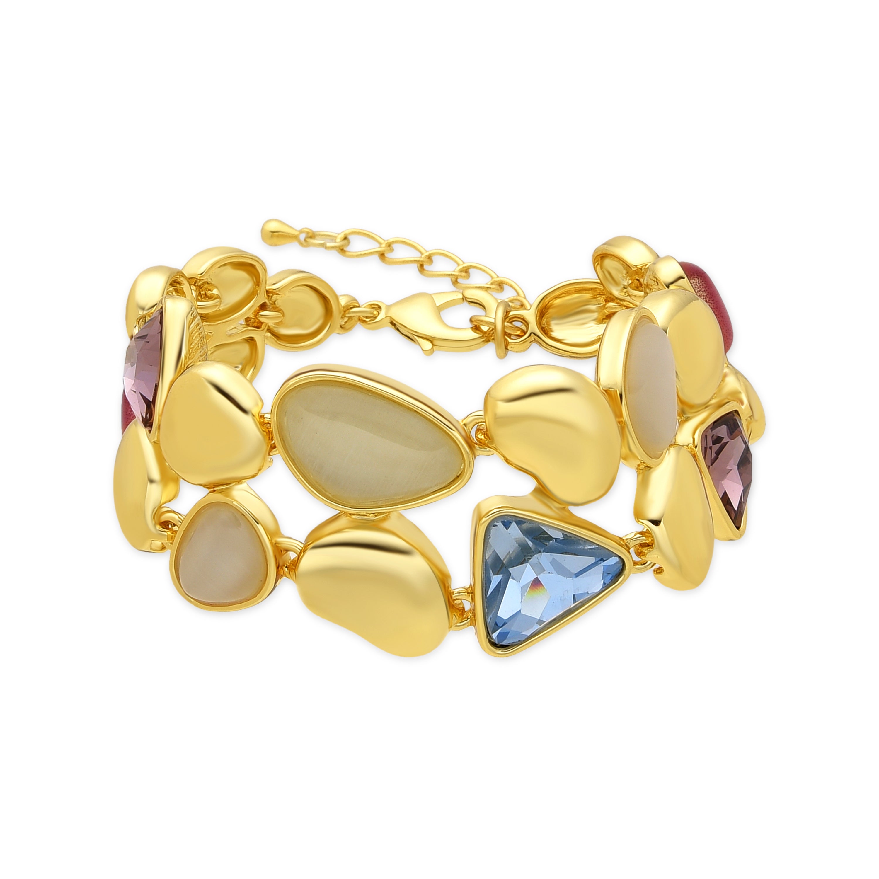 Pulsera acabado oro amarillo de 18k y Cristal Multicolor - Naxmo