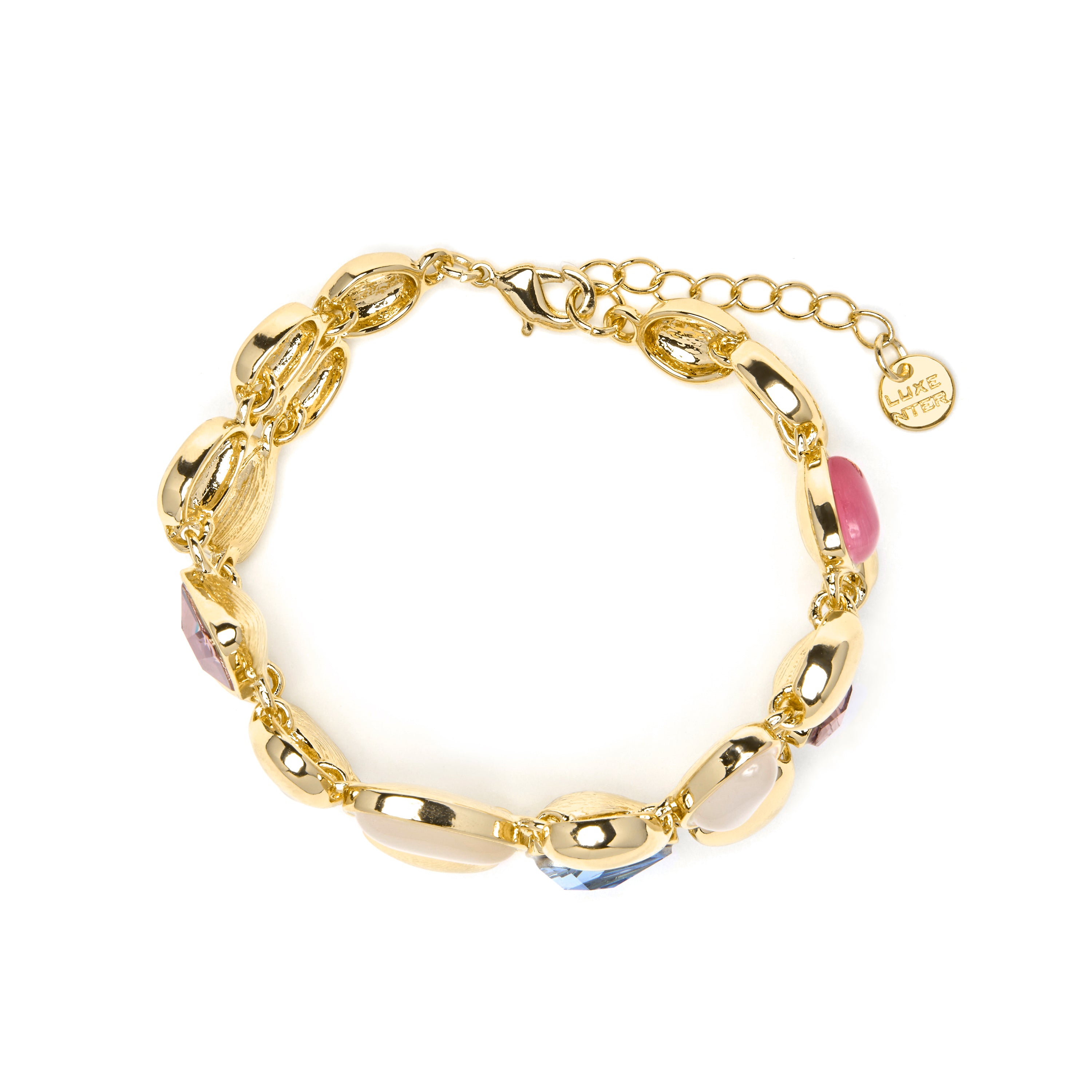 18k Yellow Gold Finish Bracelet with Multicolor Crystal - Naxmo