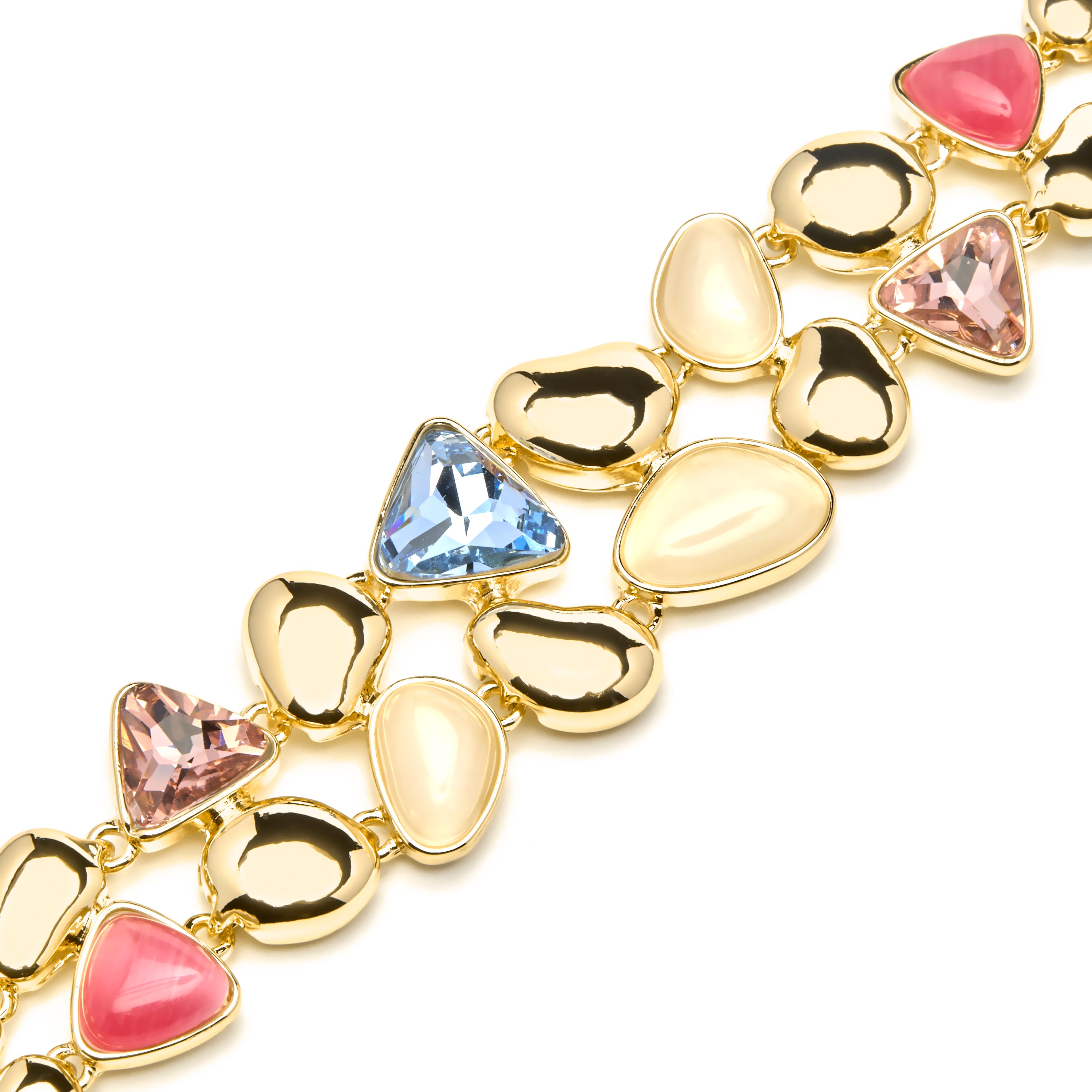 18k Yellow Gold Finish Bracelet with Multicolor Crystal - Naxmo