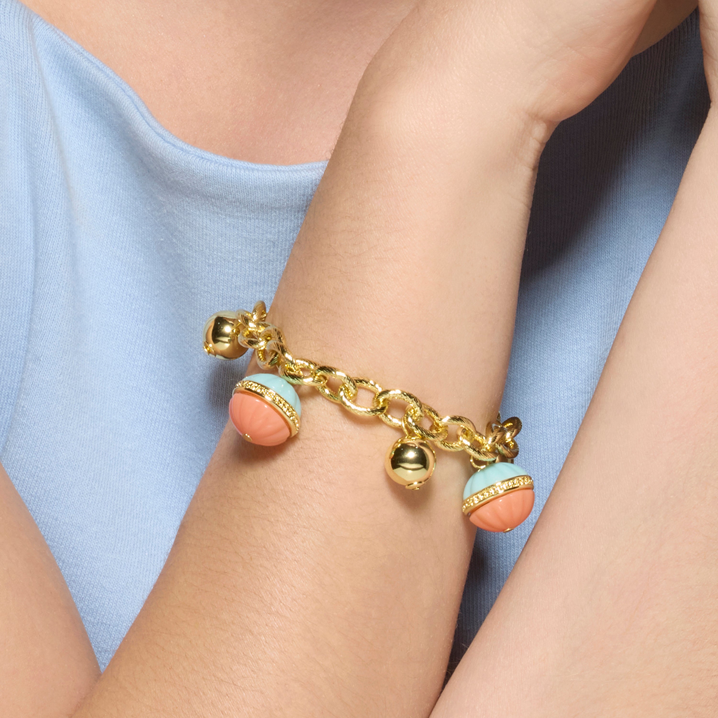 Pulsera Derko de Resina Multicolor acabado oro amarillo de 18k