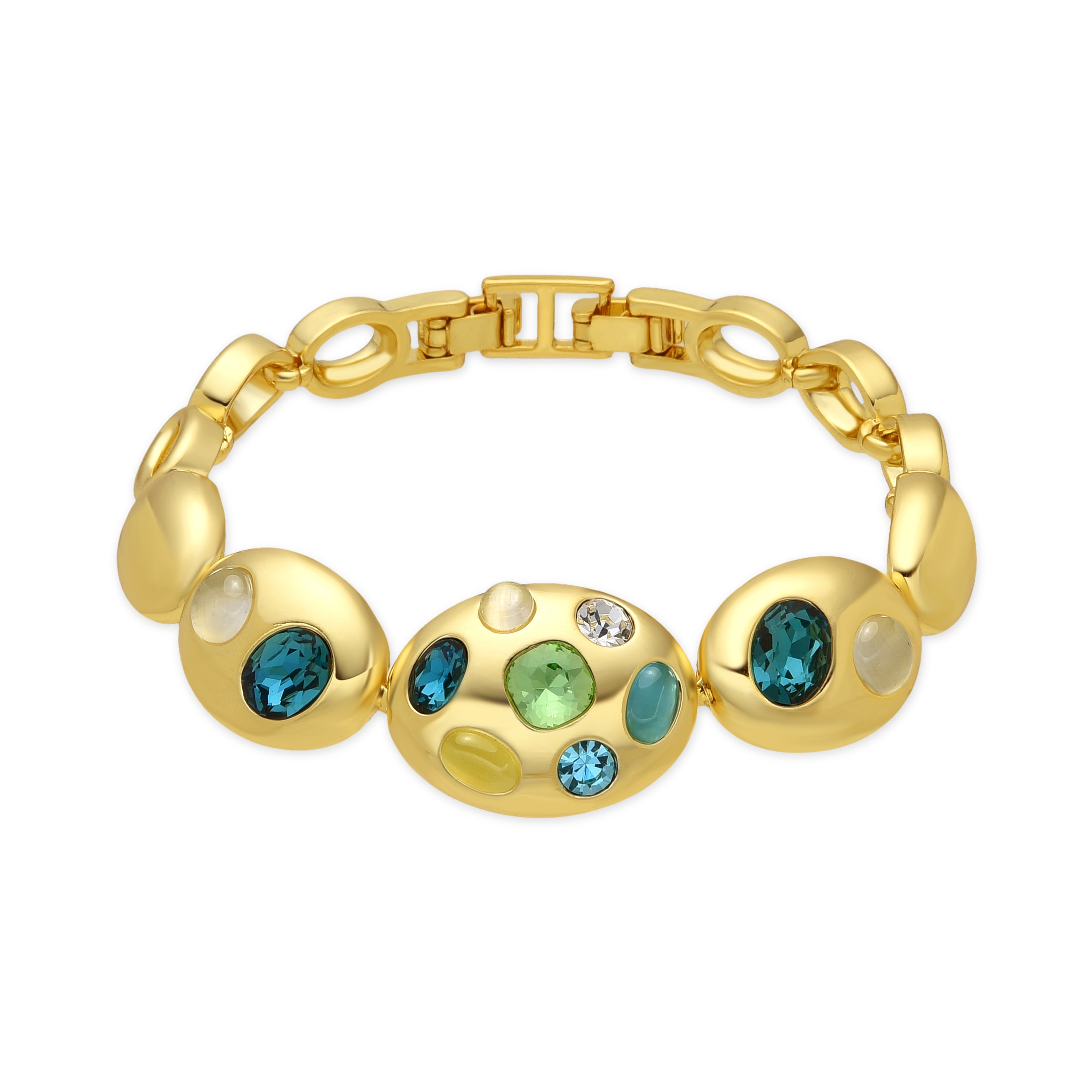 18k Yellow Gold Finish Bracelet with Multicolor Crystal - Alik