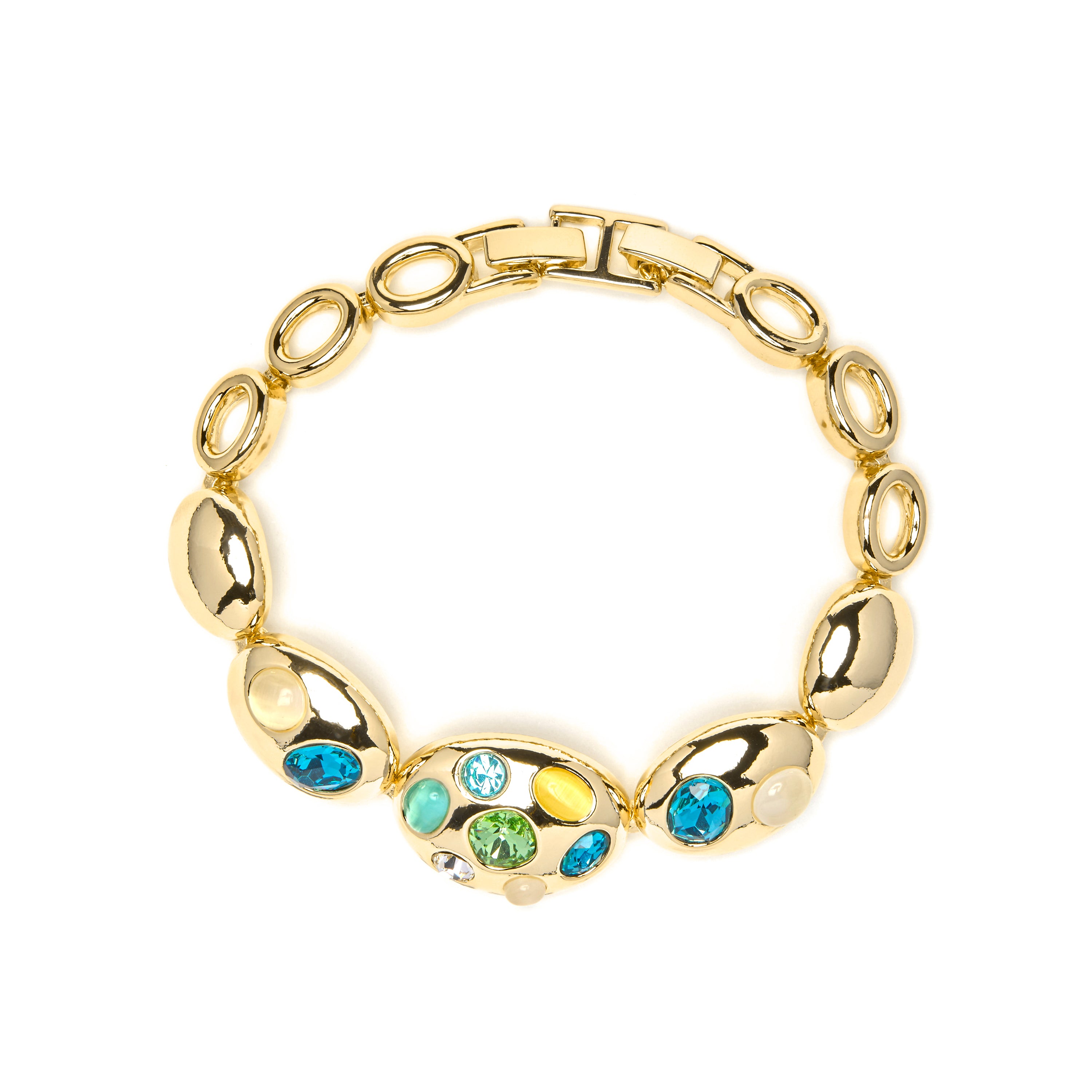18k Yellow Gold Finish Bracelet with Multicolor Crystal - Alik