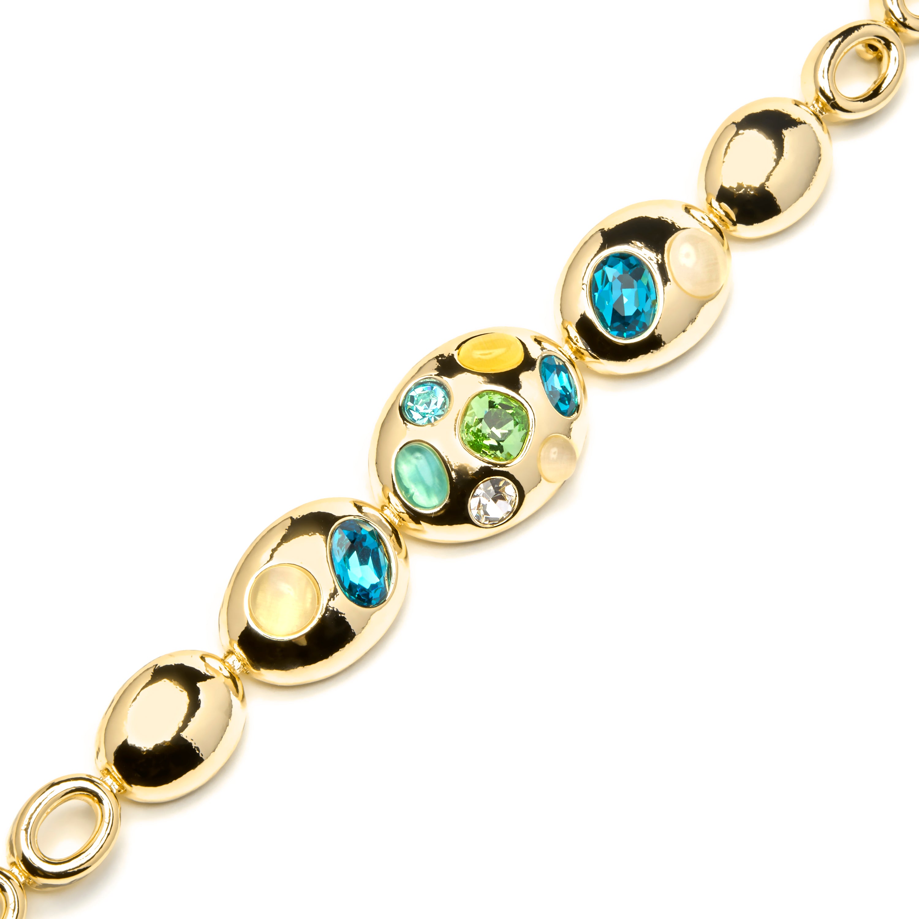 18k Yellow Gold Finish Bracelet with Multicolor Crystal - Alik