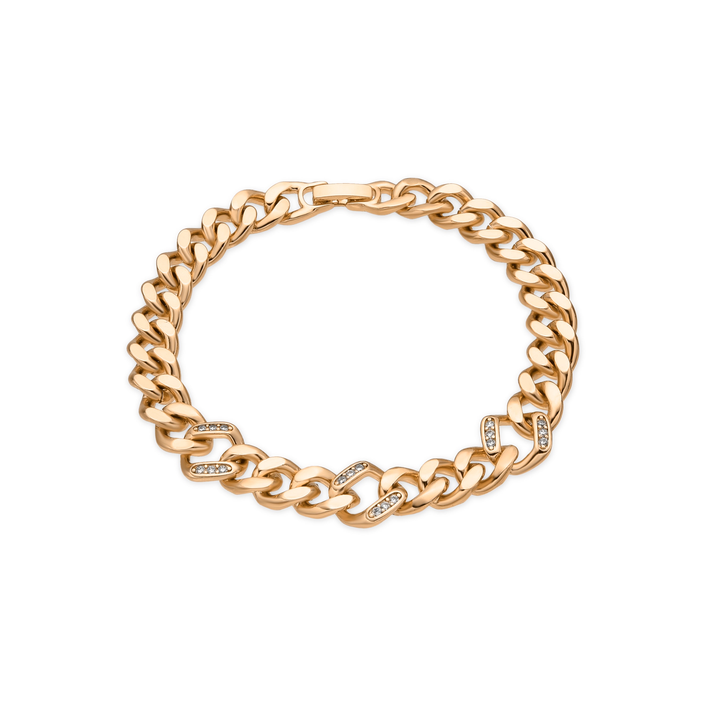 Pulseira acabamento ouro amarelo de 18k e Zircónia Brilhante - Ilbo