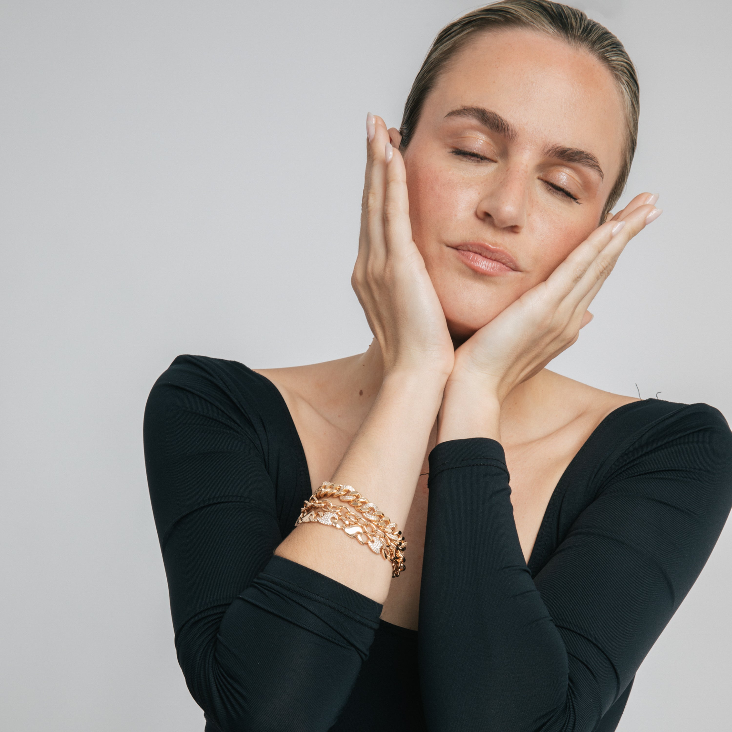 Glänzendes Zirkonia-Armband mit 18k Gelbgold-Finish - Losra