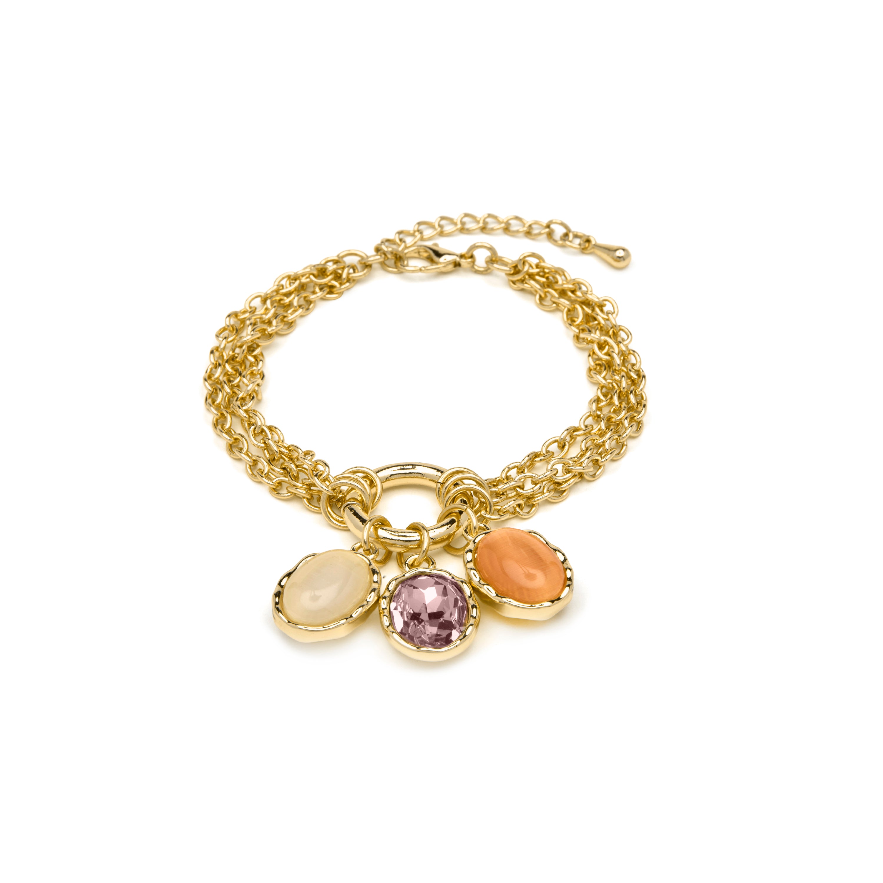 Bracelet Œil de Chat Multicolore finition en or jaune 18k - Zalya