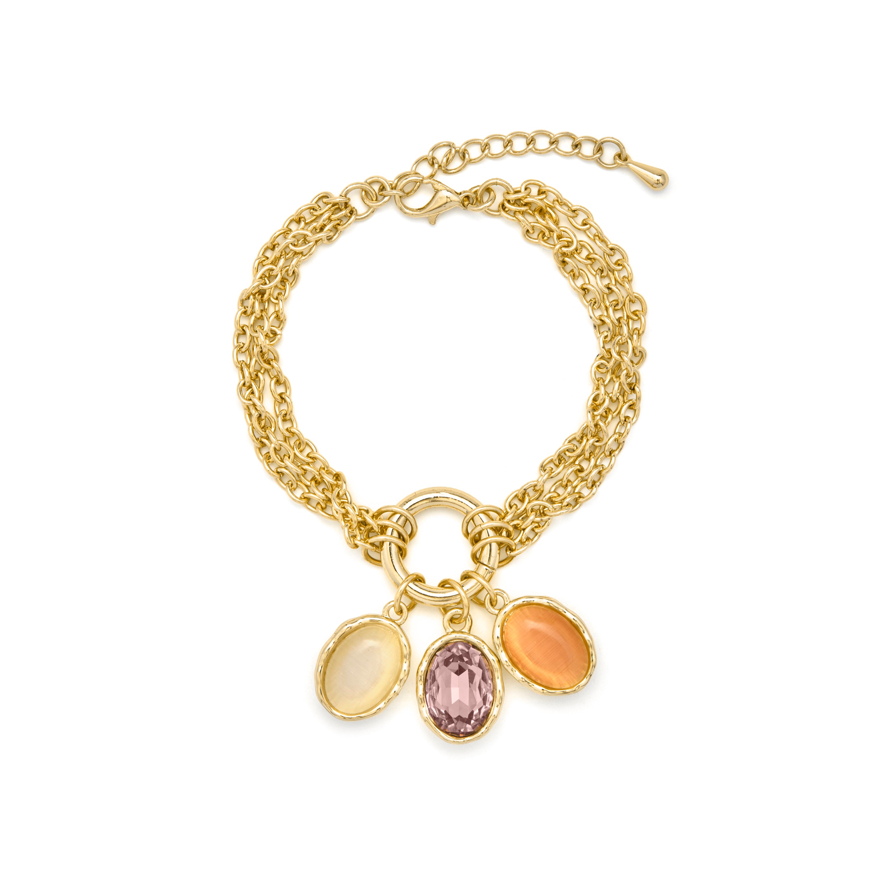 Pulsera de Ojo de Gato Multicolor acabado en oro amarillo 18k - Zalya