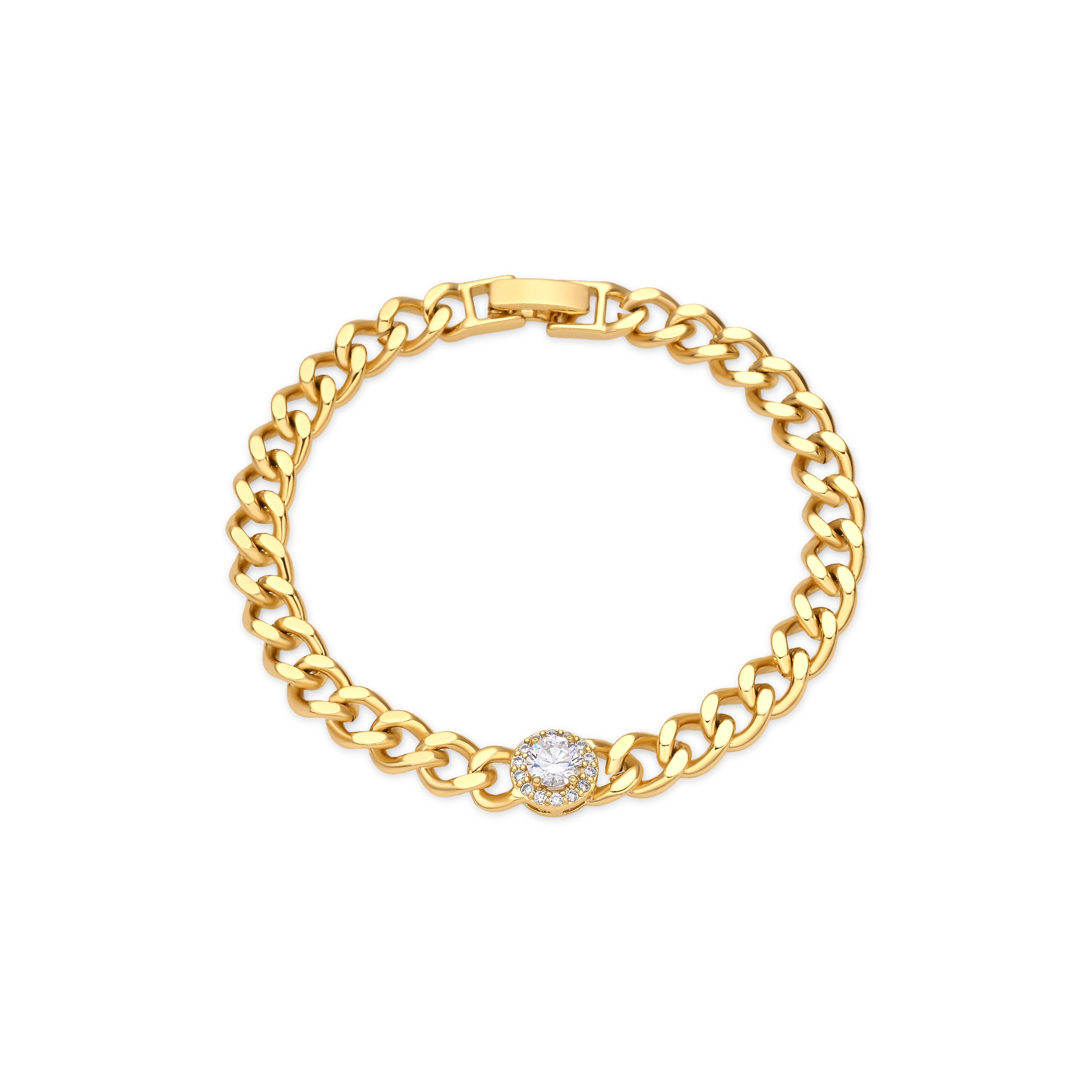 Bracelet en zircon brillant finition en or jaune 18k - Mimiya